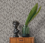 Wallpaper Peel and Stick Wallpaper Removable Wallpaper Home Decor Wall Art Wall Decor Room Decor / Black Geometric Hexagon Wallpaper - C312