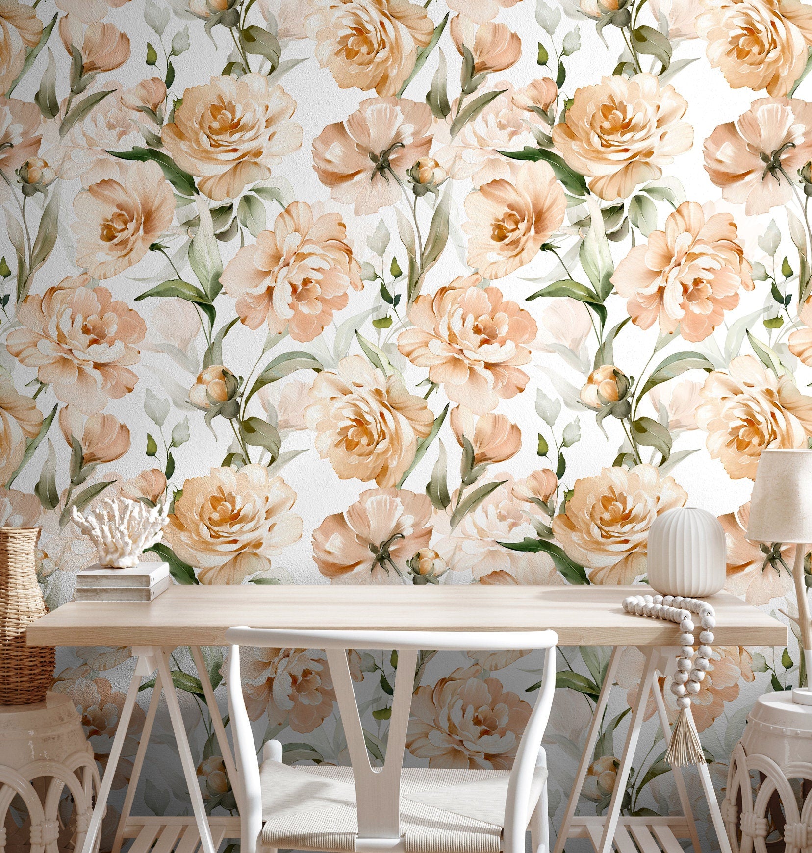 Wallpaper Peel and Stick Wallpaper Removable Wallpaper Home Decor Wall Art Wall Decor Room Decor / Floral Watercolor Wallpaper - C358