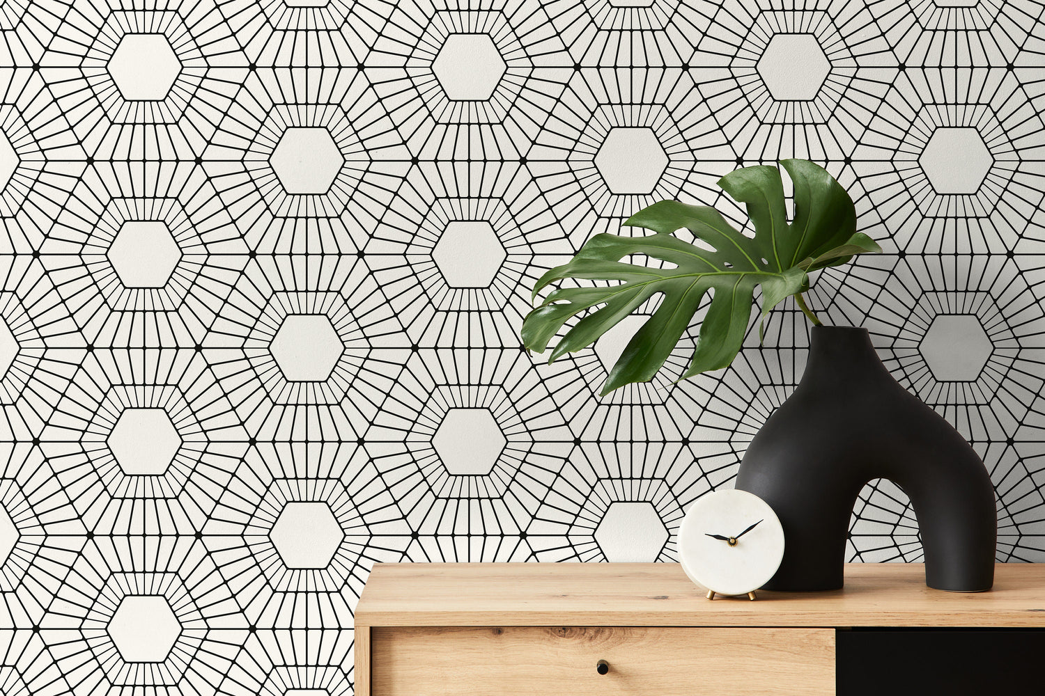 Wallpaper Peel and Stick Wallpaper Removable Wallpaper Home Decor Wall Art Wall Decor Room Decor / Black Geometric Modern Wallpaper - C378