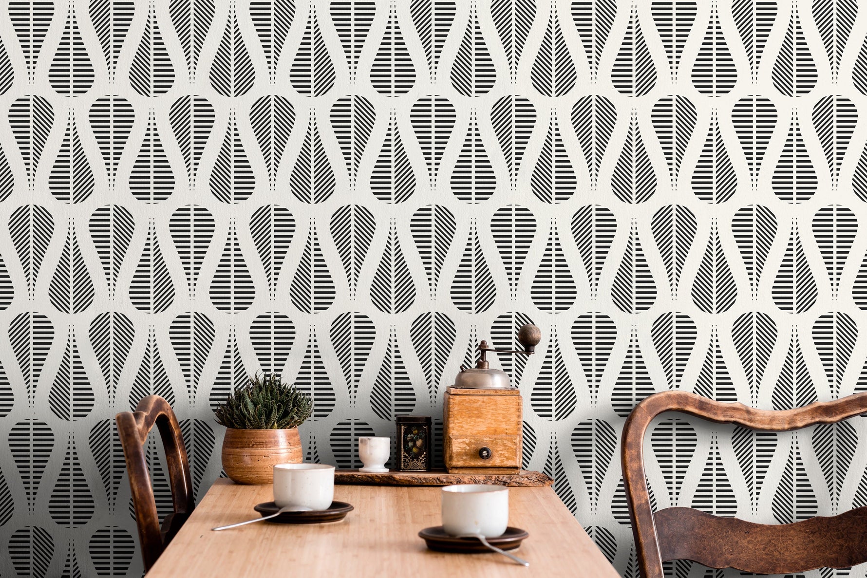 Teardrop Silhouette Stripes Wallpaper - C328