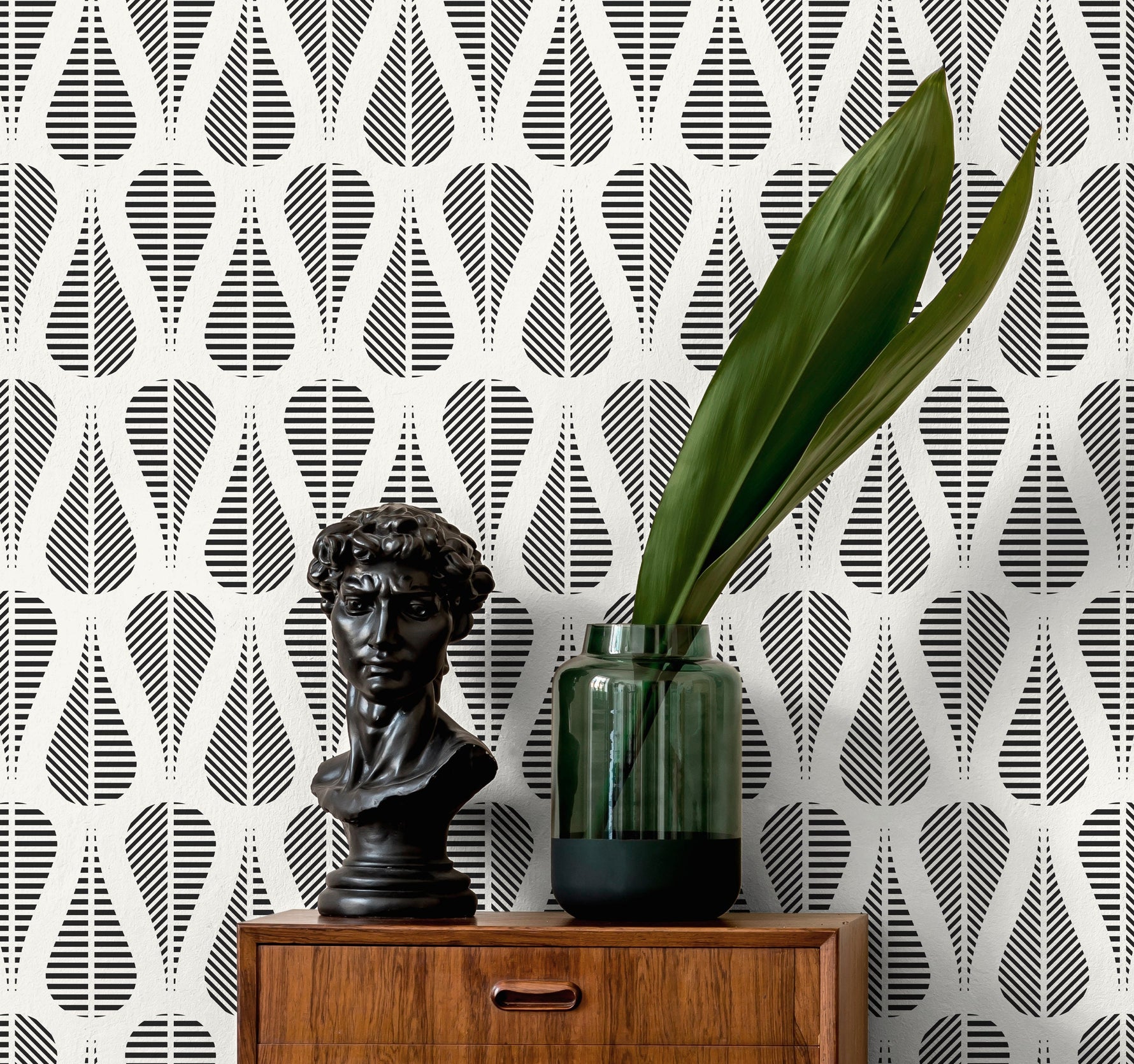 Teardrop Silhouette Stripes Wallpaper - C328