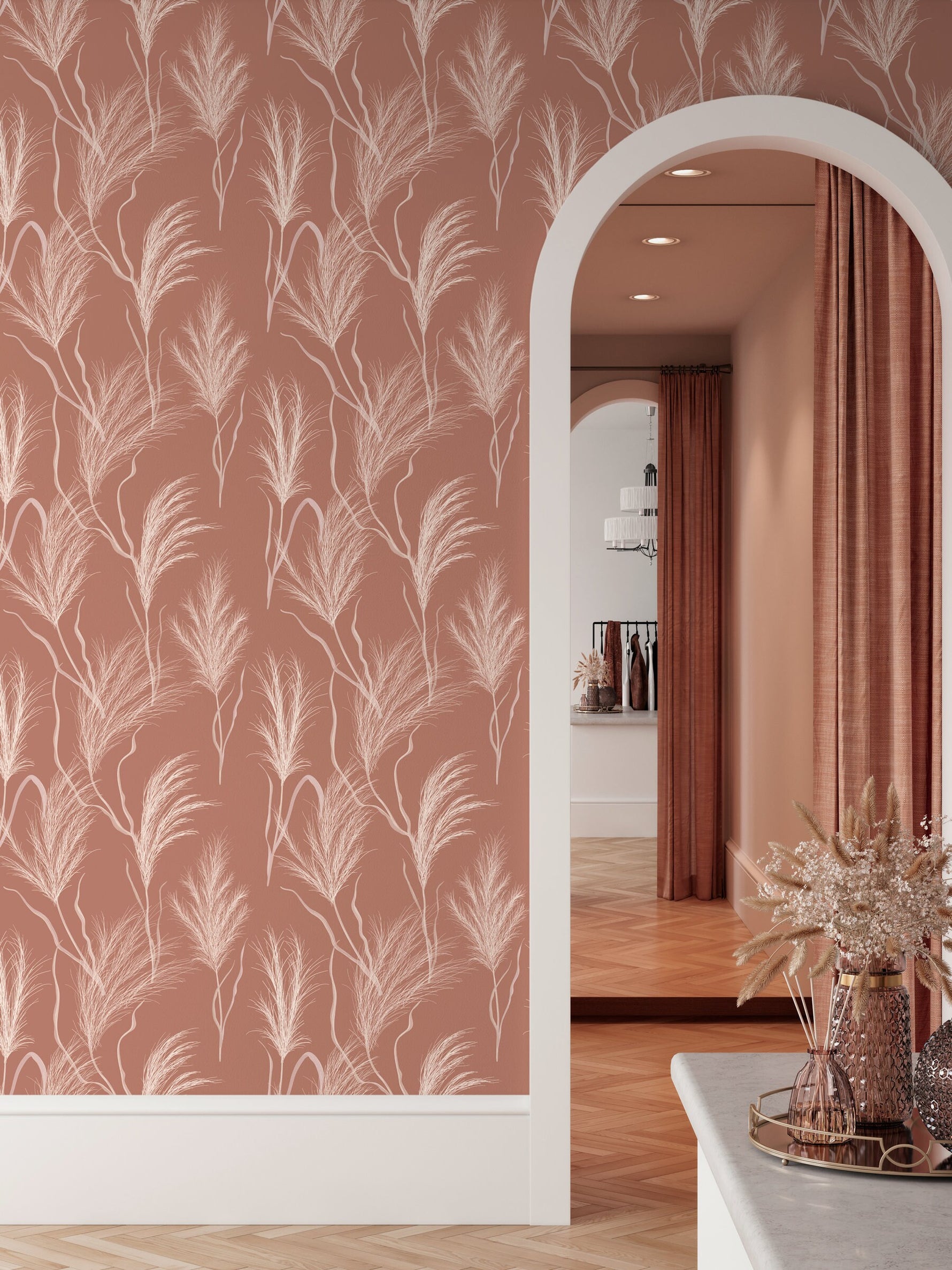 Whimsical Pampas Grass Wallpaper - C352