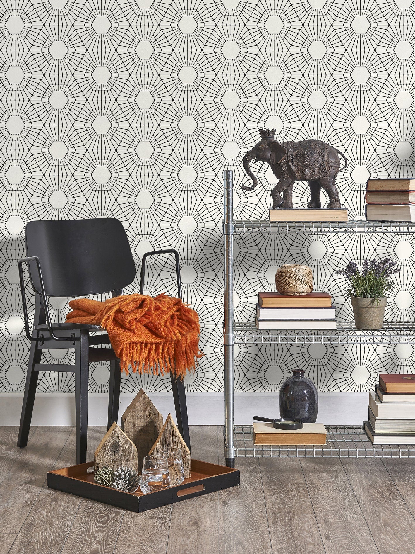 Wallpaper Peel and Stick Wallpaper Removable Wallpaper Home Decor Wall Art Wall Decor Room Decor / Black Geometric Modern Wallpaper - C378