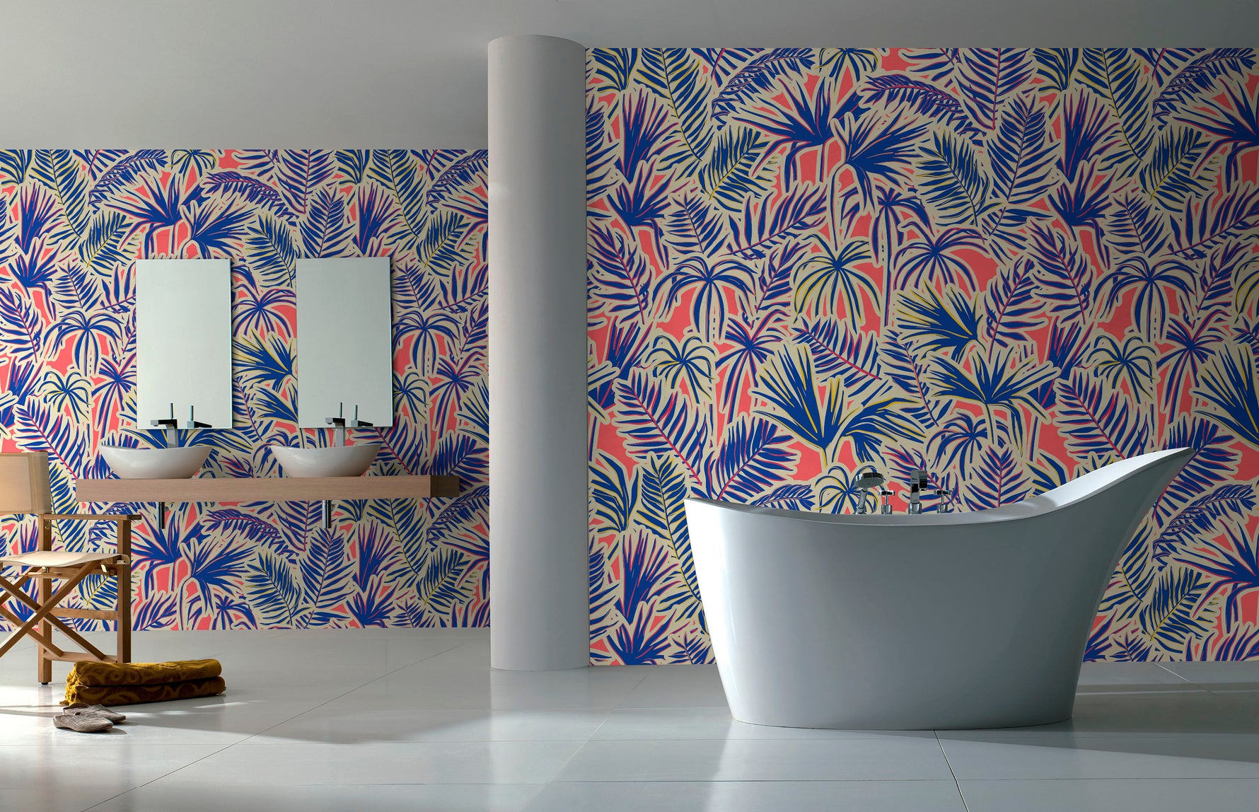 Wallpaper Peel and Stick Wallpaper Removable Wallpaper Home Decor Wall Art Wall Decor Room Decor / Blue Tropical Wallpaper - C371