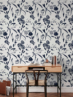 Wallpaper Peel and Stick Wallpaper Removable Wallpaper Home Decor Wall Art Wall Decor Room Decor / Navy Contemporary Boho Wallpaper - C383