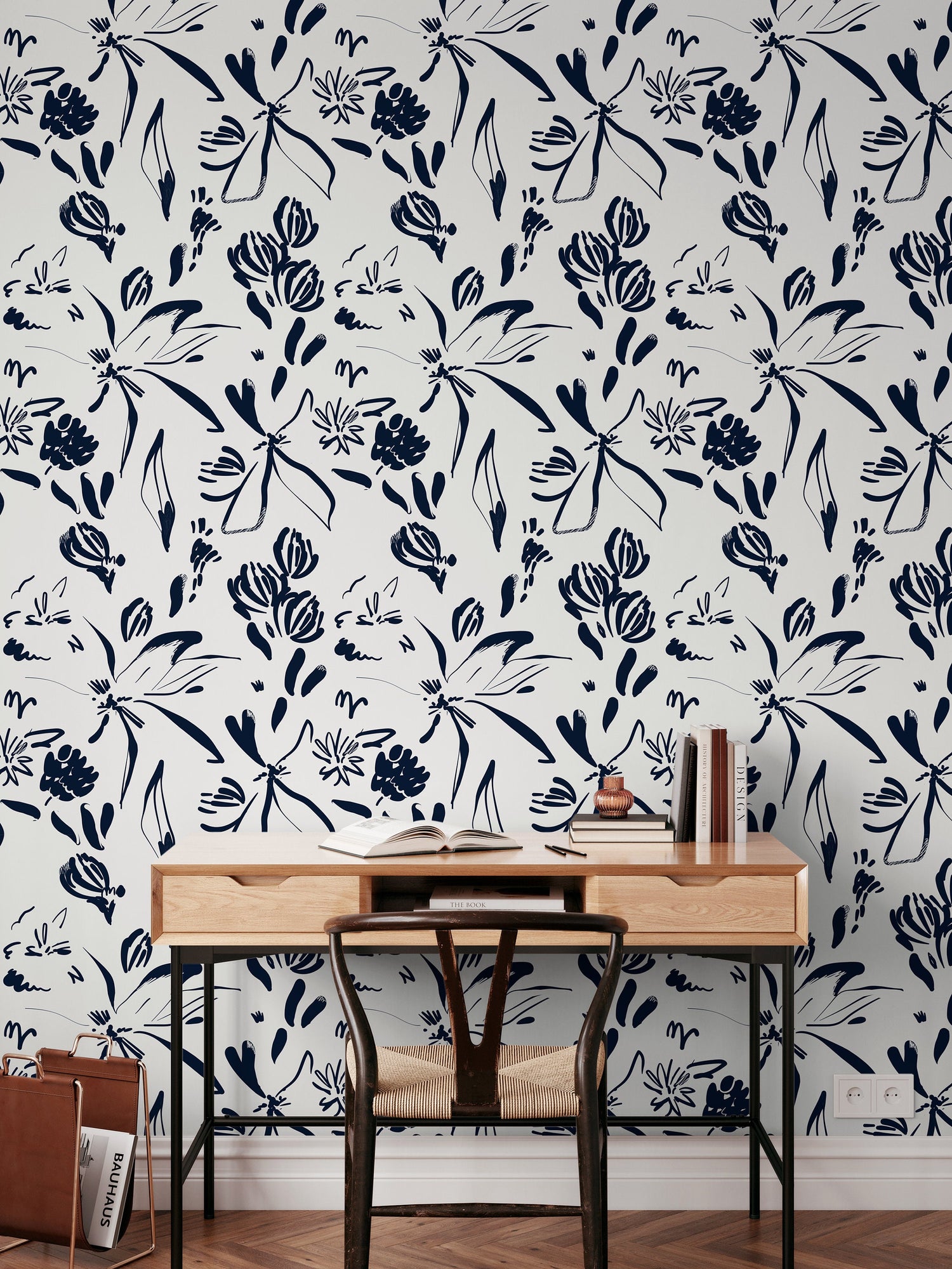 Wallpaper Peel and Stick Wallpaper Removable Wallpaper Home Decor Wall Art Wall Decor Room Decor / Navy Contemporary Boho Wallpaper - C383