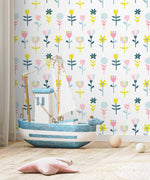 Wall Decor Wallpaper Peel and Stick Wallpaper Removable Wallpaper Home Decor Room Decor / Colorful Floral Scandinavian Kids Wallpaper - B745