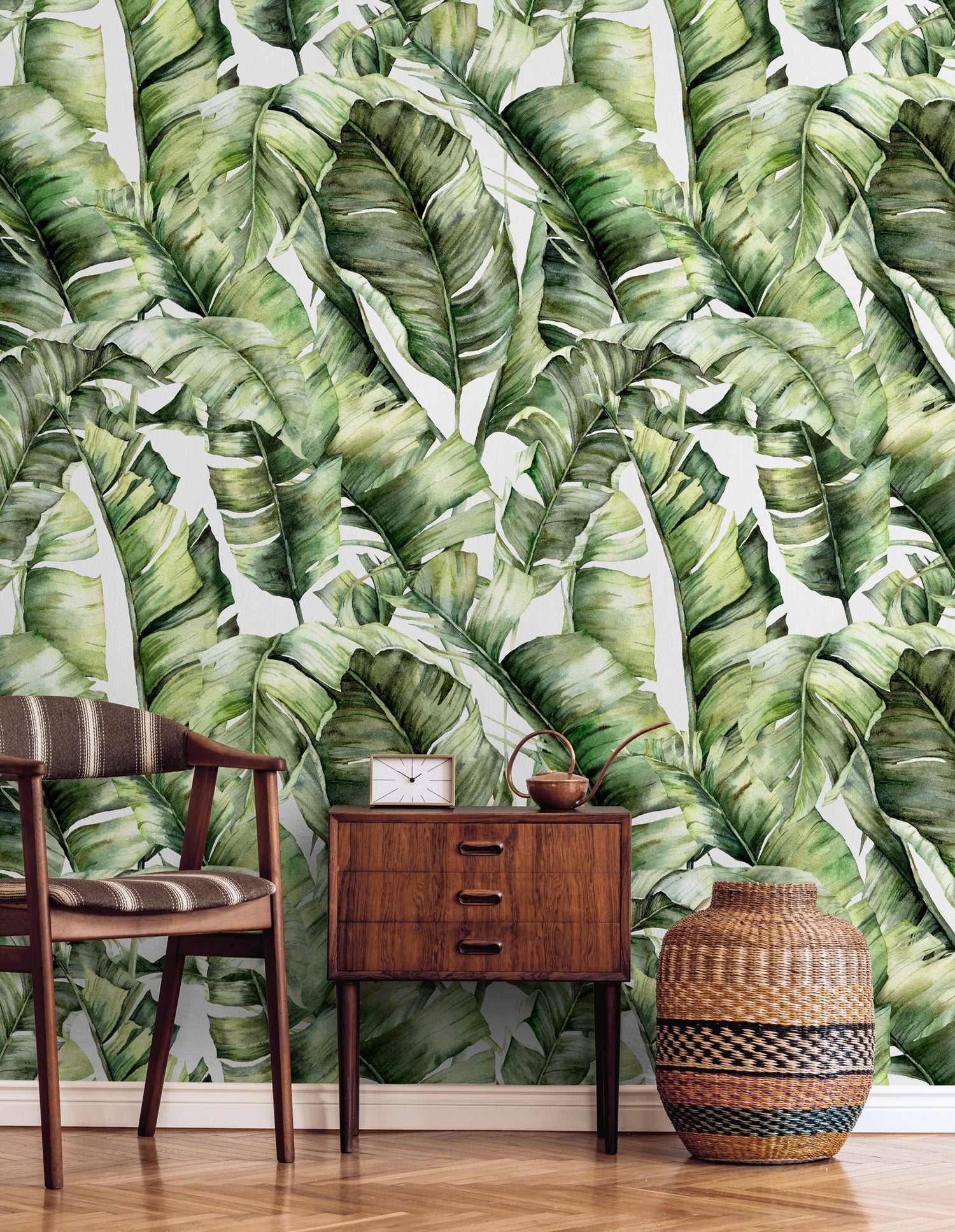 Wallpaper Peel and Stick Wallpaper Removable Wallpaper Home Decor Wall Art Wall Decor Room Decor / Green Banana Leaves Wallpaper - C405