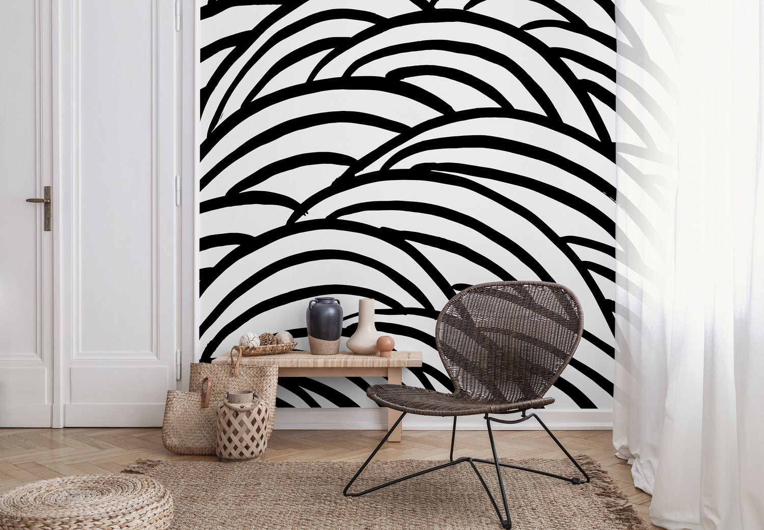 Wallpaper Peel and Stick Wallpaper Removable Wallpaper Home Decor Wall Art Wall Decor Room Decor / Abstract Black and White Wallpaper - C433