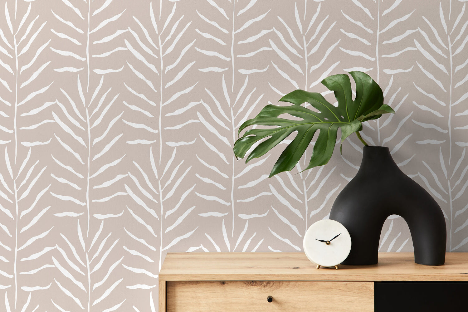 Wallpaper Peel and Stick Wallpaper Removable Wallpaper Home Decor Wall Art Wall Decor Room Decor / Minimalist Leaves Wallpaper - C431