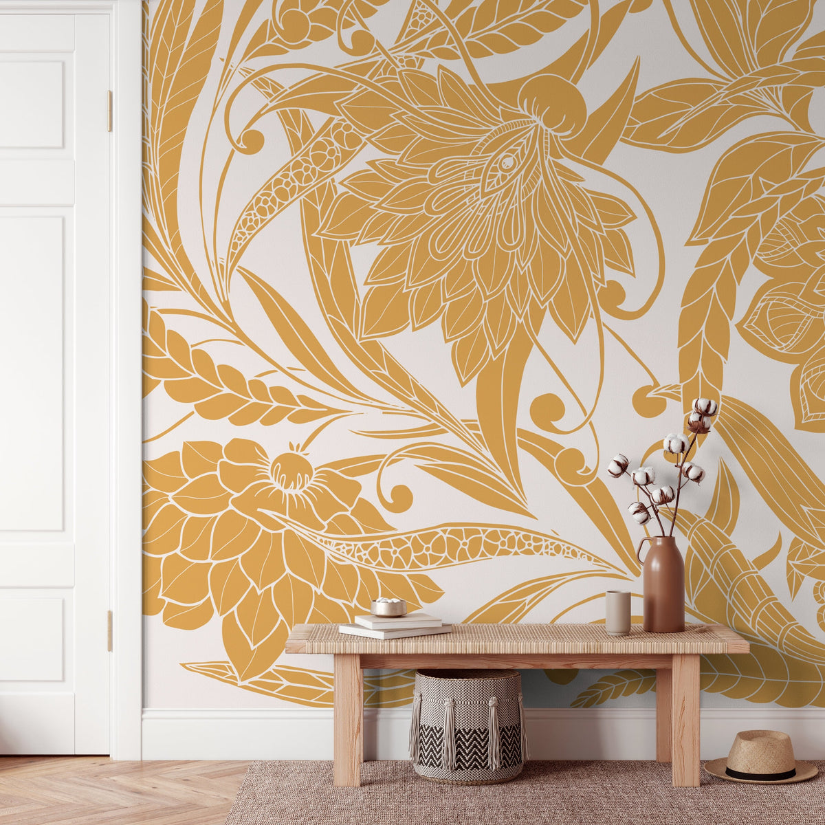 Wallpaper Peel and Stick Wallpaper Removable Wallpaper Home Decor Wall Art Wall Decor Room Decor / Floral Yellow Wallpaper - C438