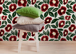 Festive Maroon Florals Wallpaper - C443