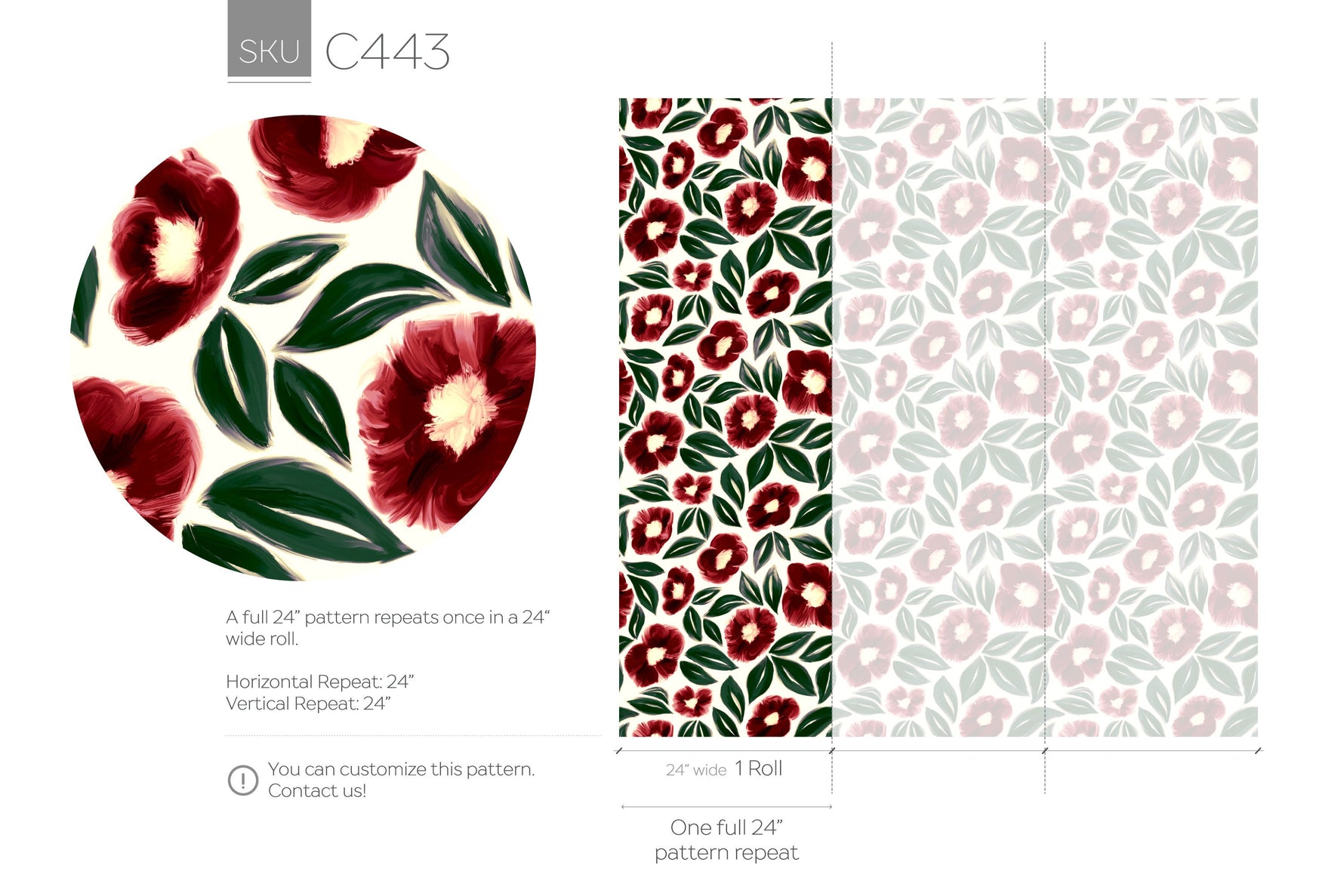 Festive Maroon Florals Wallpaper - C443