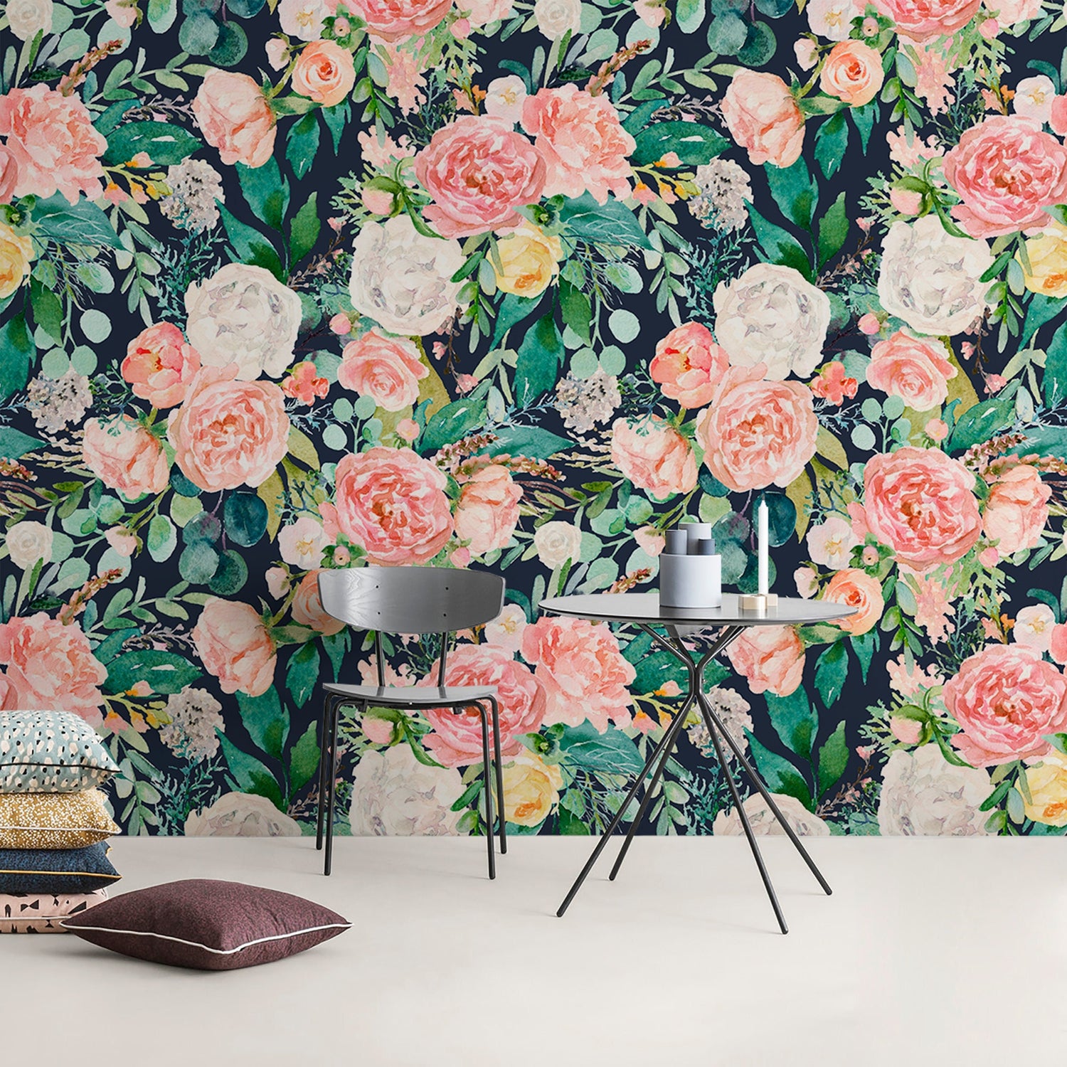 Vintage Peony Wallpaper, Colorful Peony Wallpapers, Peel and Stick Wallpaper, Fabric Wallpaper, Wall Paper Removable, Wallpaper - A827