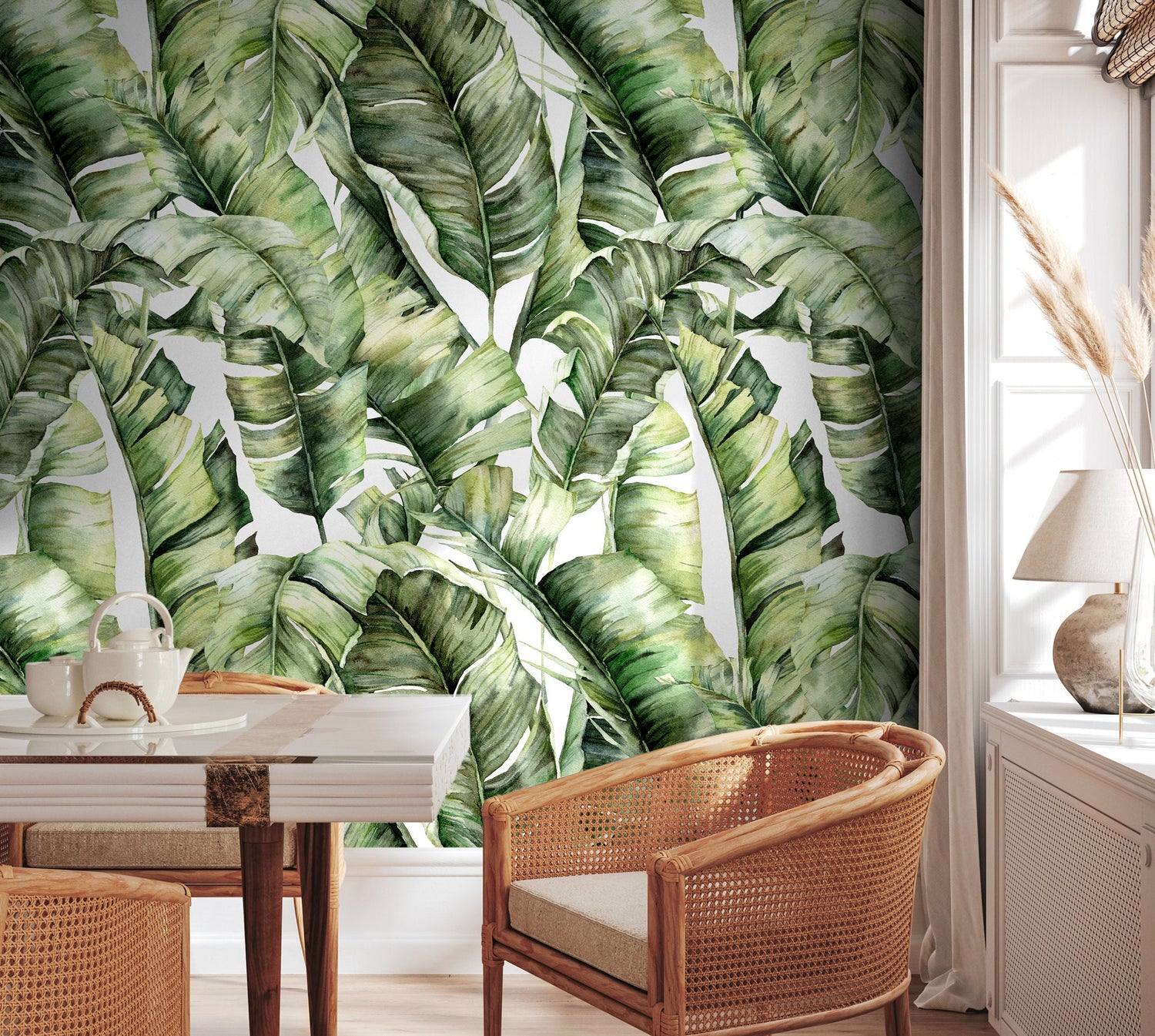 Wallpaper Peel and Stick Wallpaper Removable Wallpaper Home Decor Wall Art Wall Decor Room Decor / Green Banana Leaves Wallpaper - C405