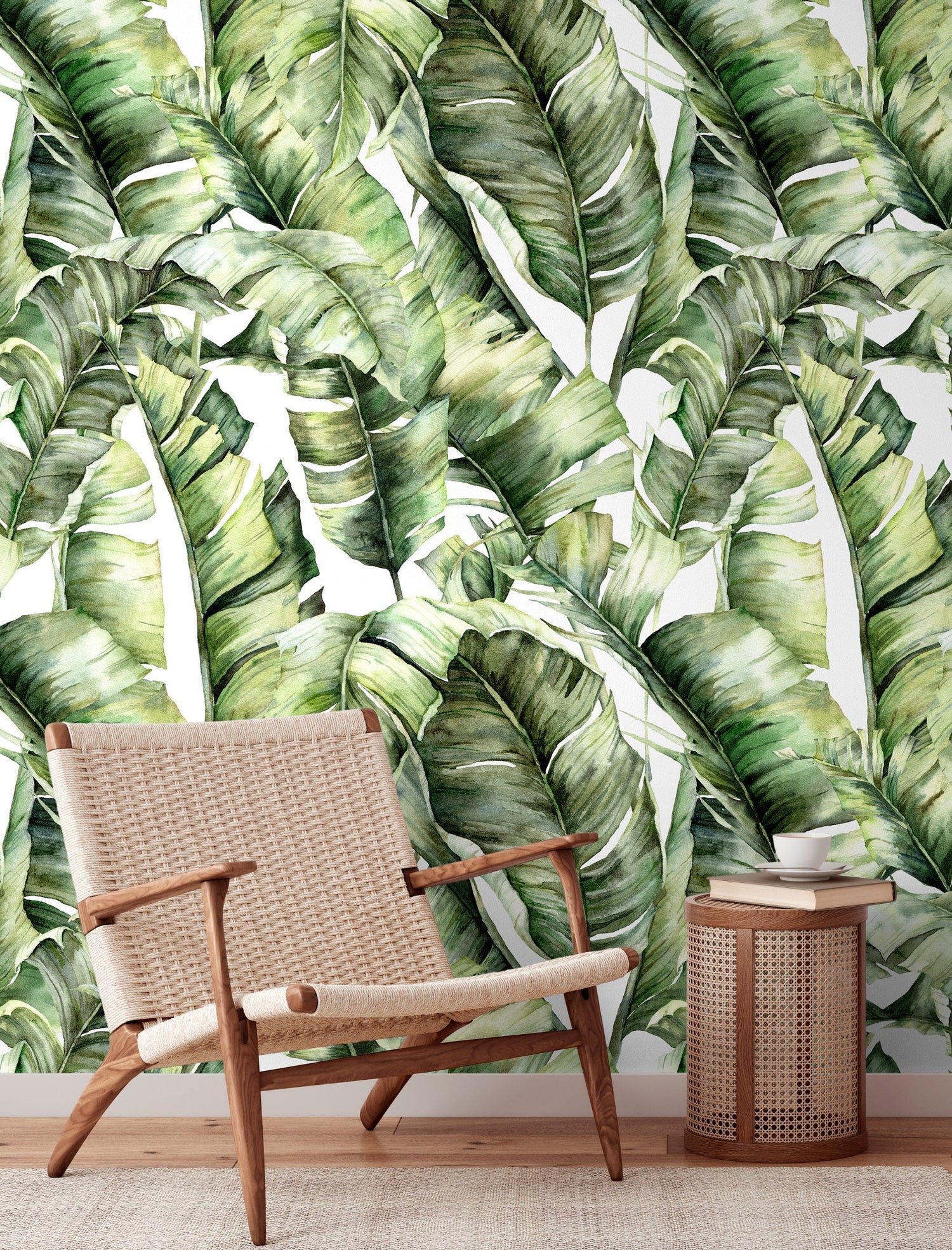 Wallpaper Peel and Stick Wallpaper Removable Wallpaper Home Decor Wall Art Wall Decor Room Decor / Green Banana Leaves Wallpaper - C405