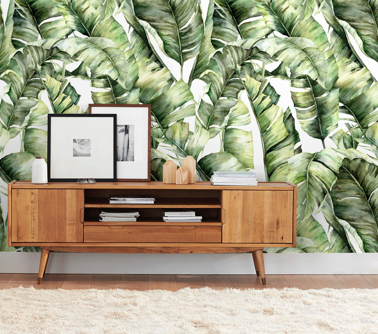 Wallpaper Peel and Stick Wallpaper Removable Wallpaper Home Decor Wall Art Wall Decor Room Decor / Green Banana Leaves Wallpaper - C405