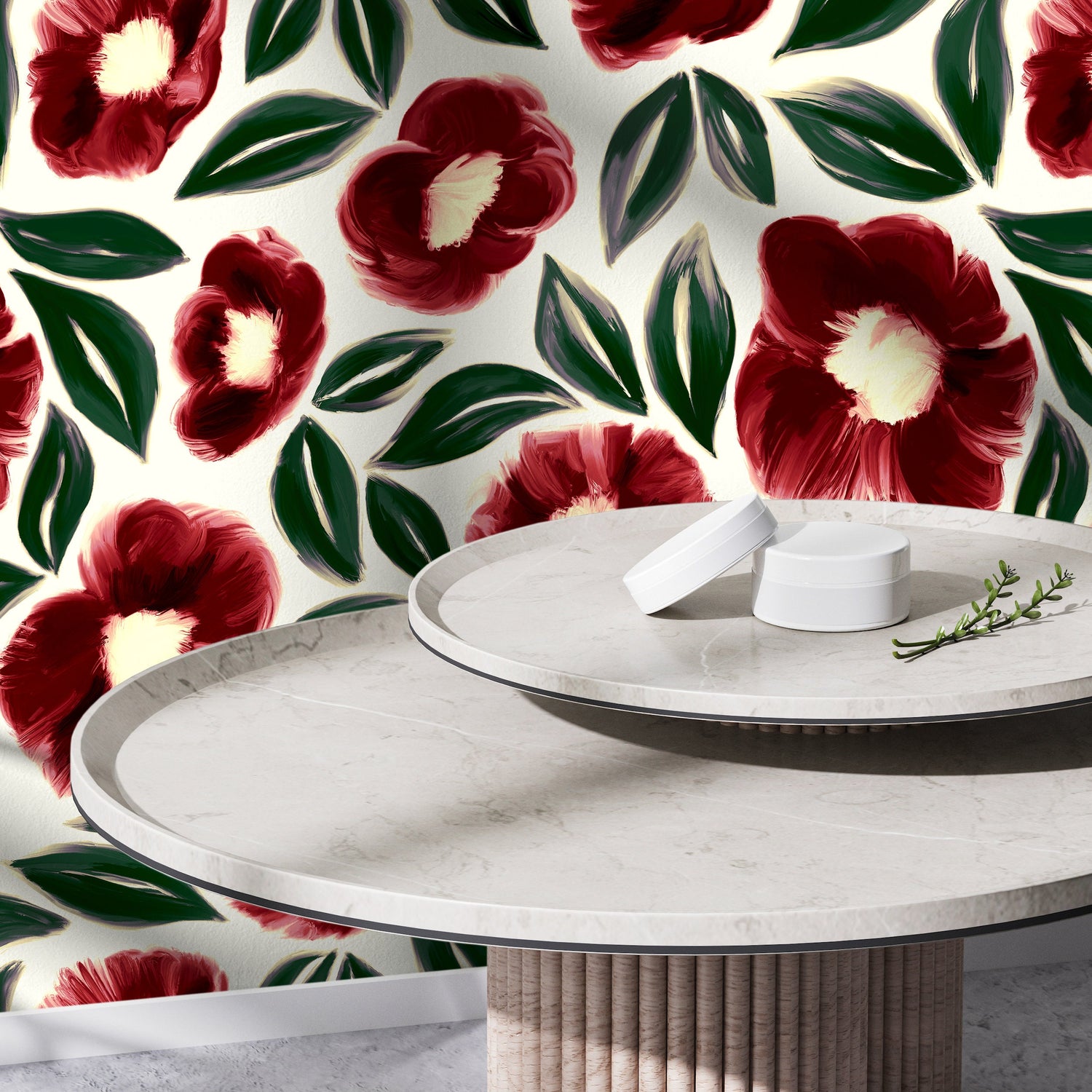 Festive Maroon Florals Wallpaper - C443