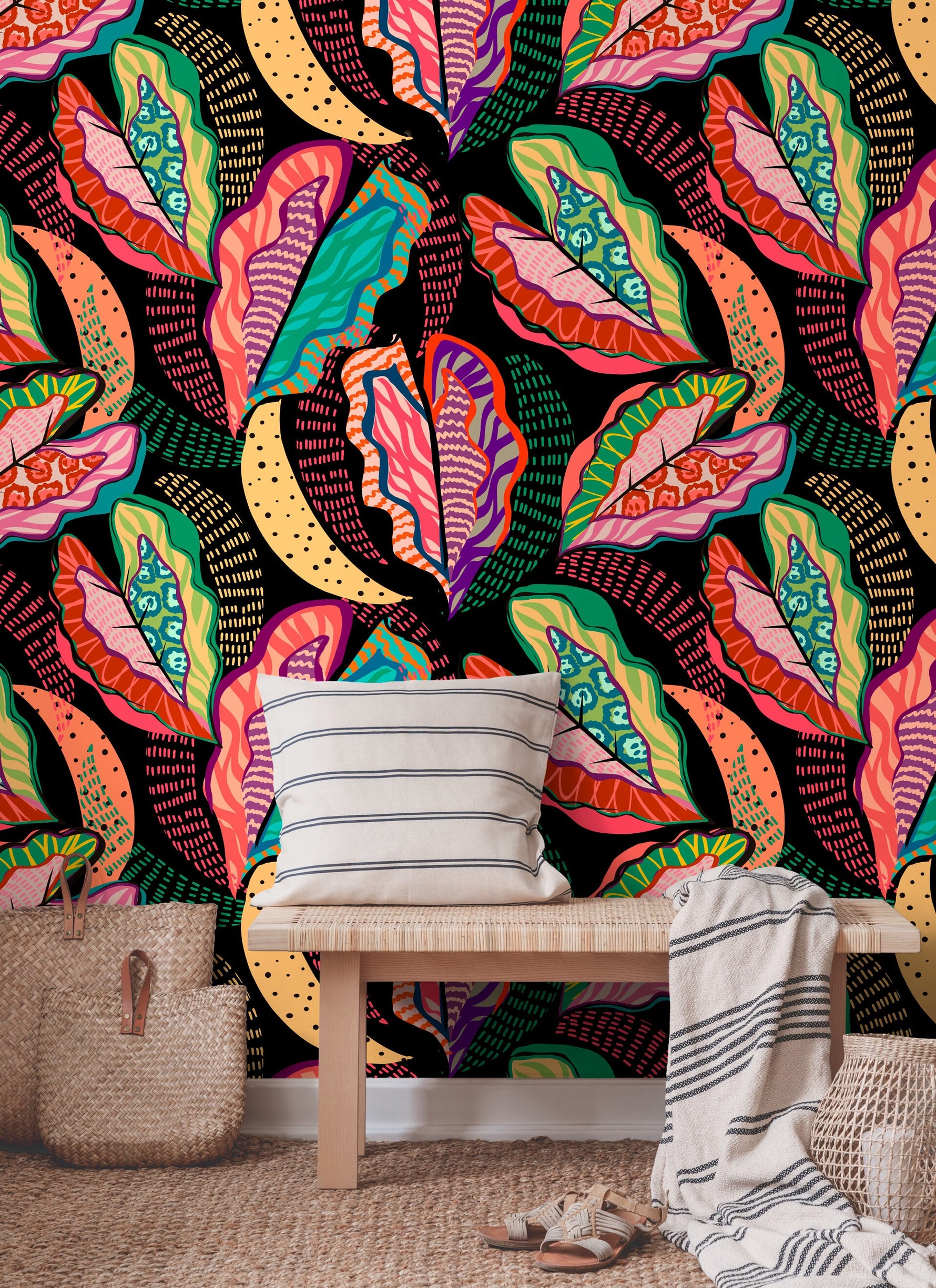 Vibrant Tropical Foliage Wallpaper - C454