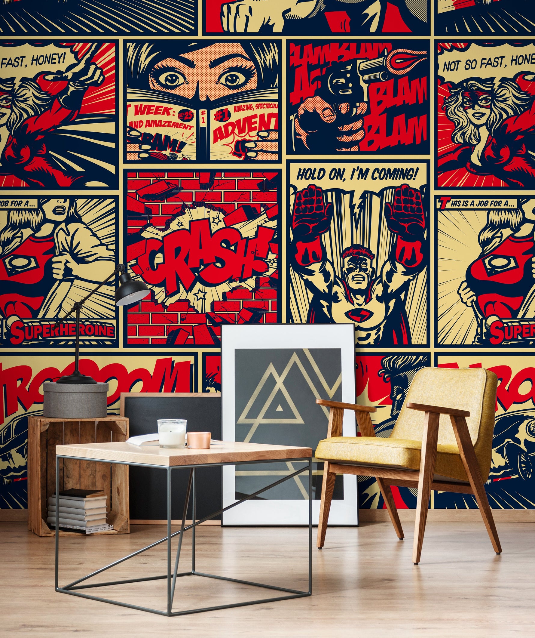 Wallpaper Peel and Stick Wallpaper Removable Wallpaper Home Decor Wall Art Wall Decor Room Decor / Pop Art Comic Wallpaper - B513