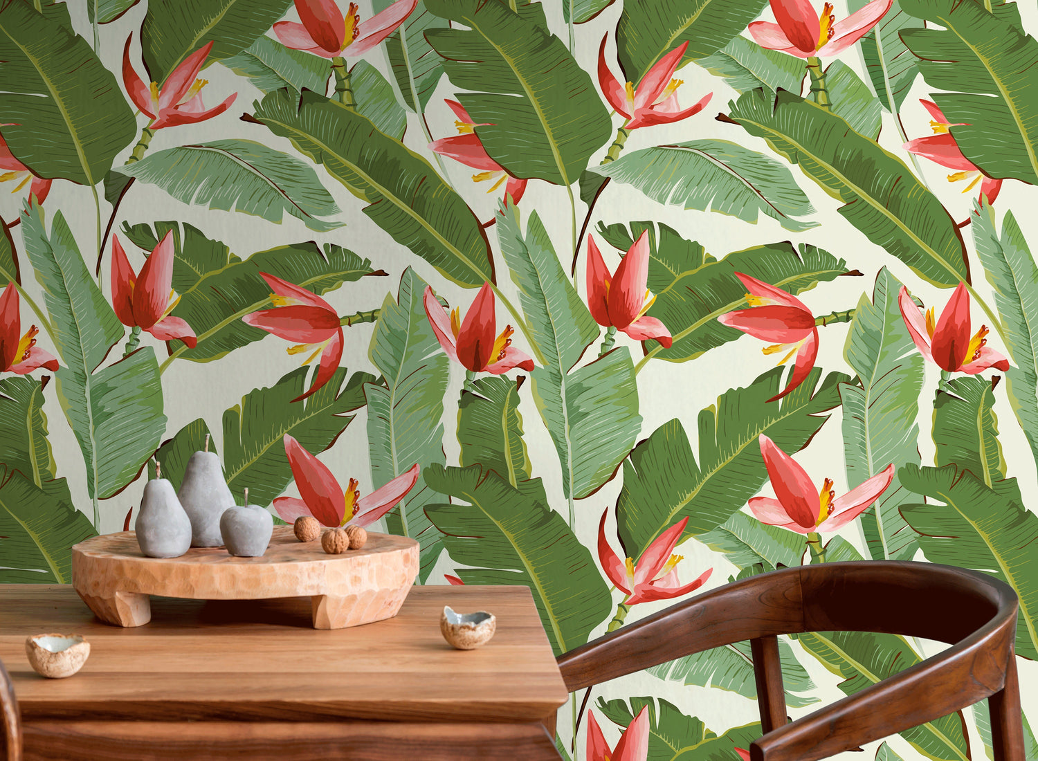 Wallpaper Peel and Stick Wallpaper Removable Wallpaper Home Decor Wall Art Wall Decor Room Decor / Botanical Leaves Wallpaper - A039