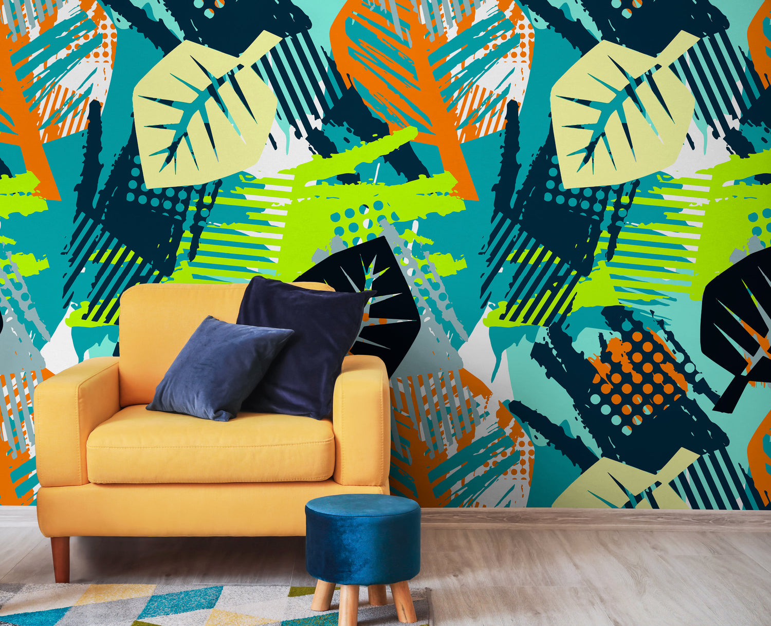 Wallpaper Peel and Stick Wallpaper Removable Wallpaper Home Decor Wall Art Wall Decor Room Decor / Abstract Leaves Wallpaper - A799