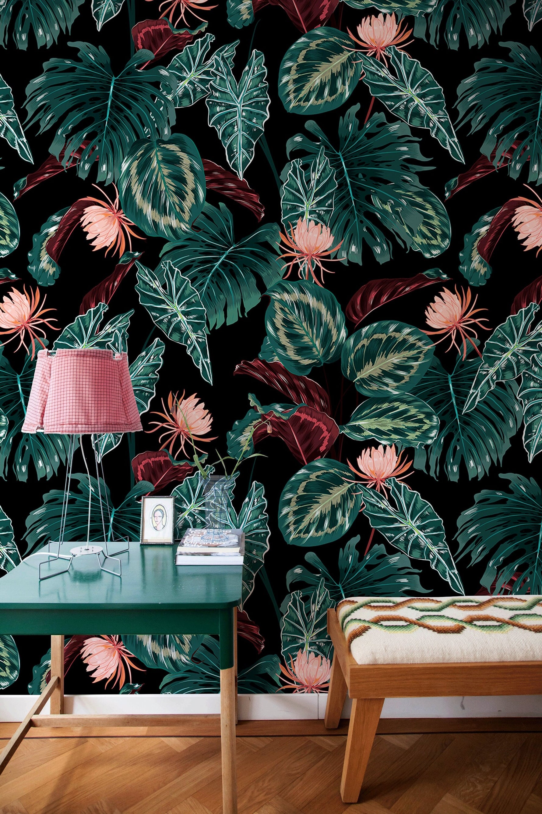 Wallpaper Peel and Stick Wallpaper Removable Wallpaper Home Decor Wall Art Wall Decor Room Decor / Tropical Leaves Wallpaper - B071