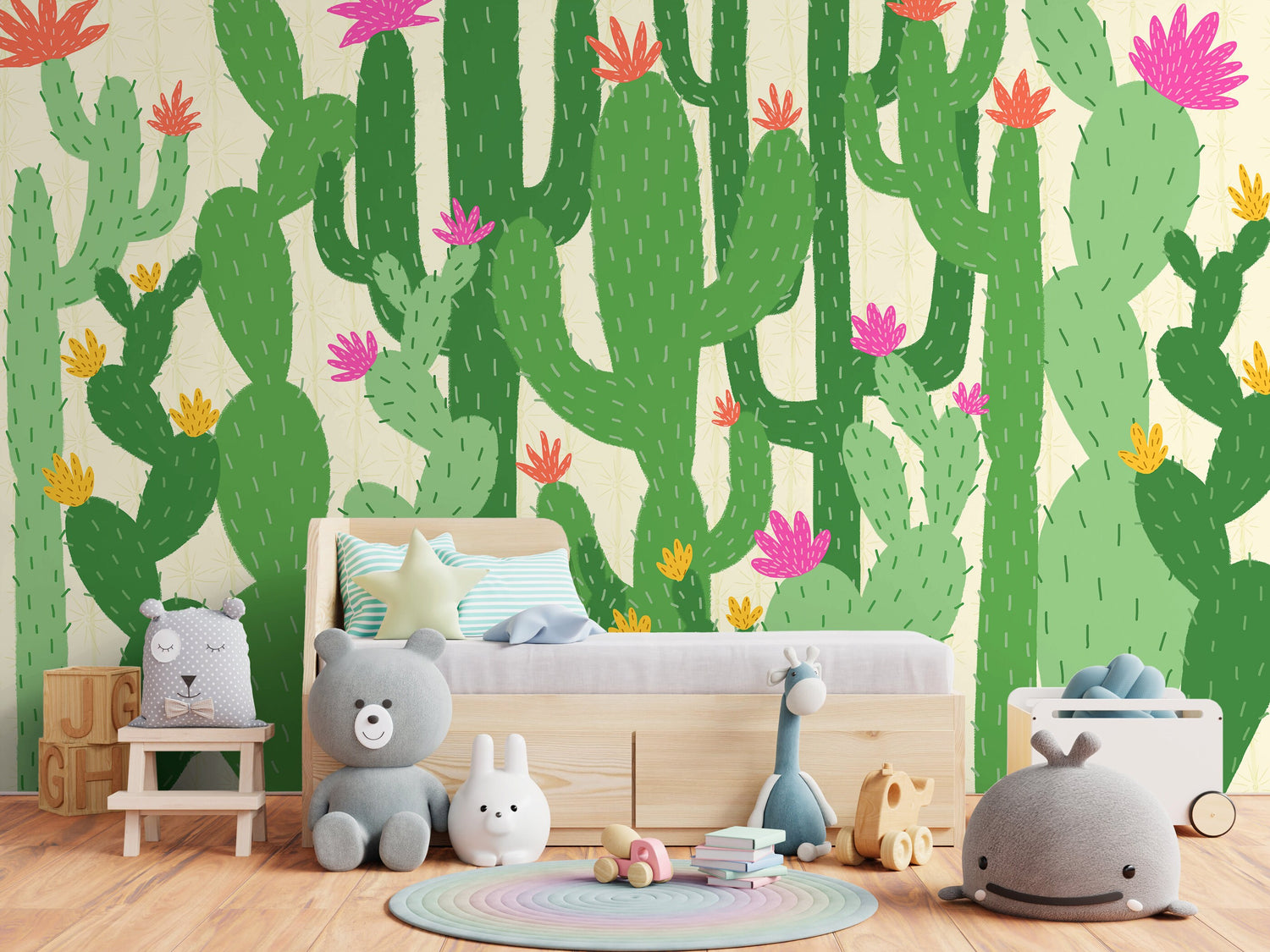 Wallpaper Peel and Stick Wallpaper Removable Wallpaper Home Decor Wall Art Wall Decor Room Decor / Kids Floral Cactus Wallpaper - C477