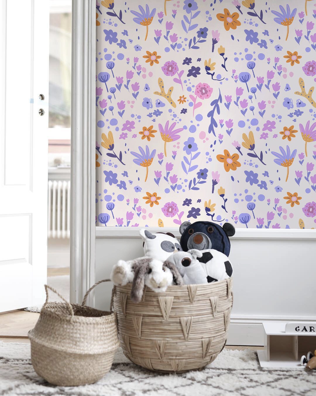 Wallpaper Peel and Stick Wallpaper Removable Wallpaper Home Decor Wall Art Wall Decor Room Decor / Purple Cute Flower Wallpaper - AS2-C478