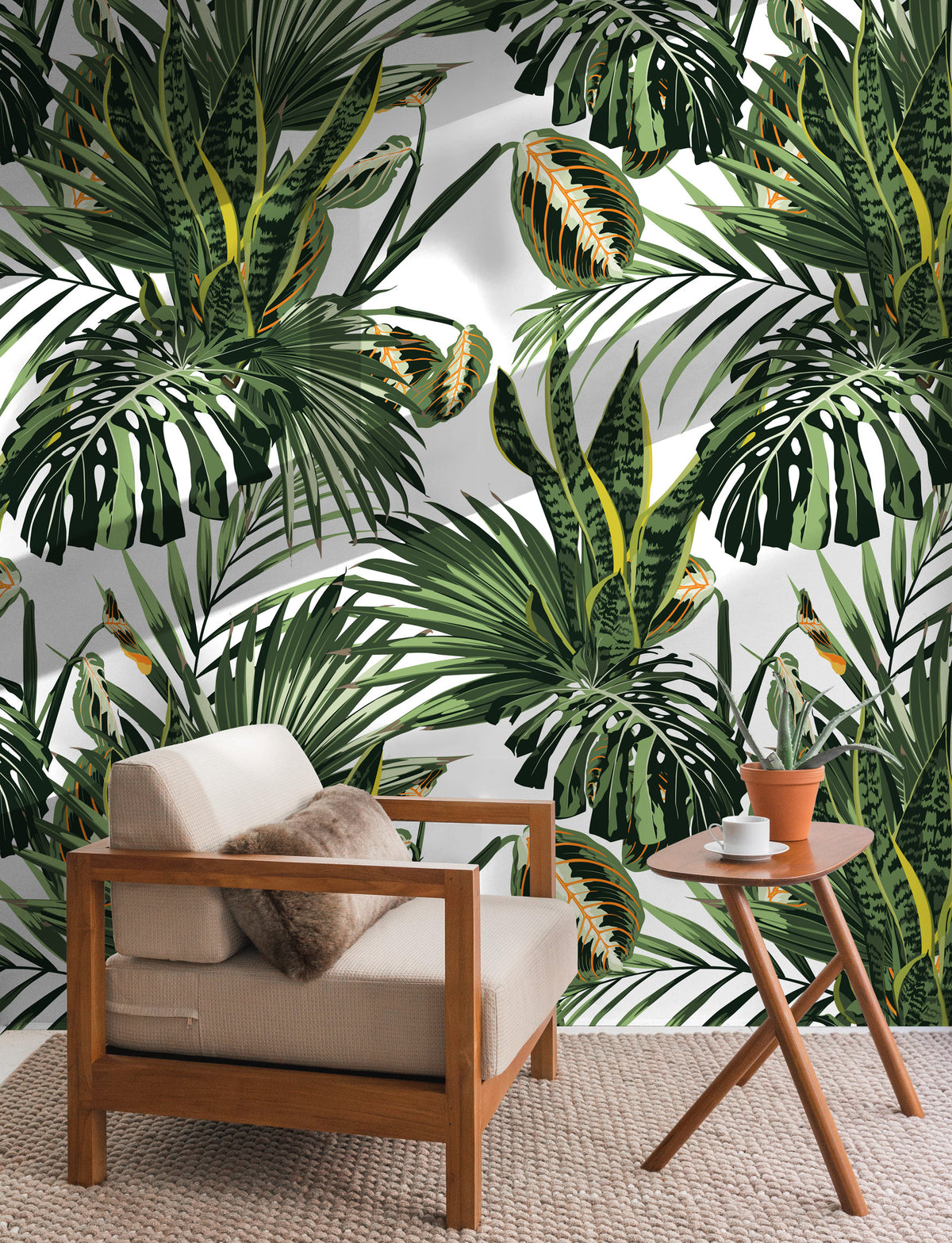 Wallpaper Removable Wallpaper Peel and Stick Wallpaper Wall Decor Home Decor Wall Art Room Decor / Botanical Leaves Wallpaper - B021