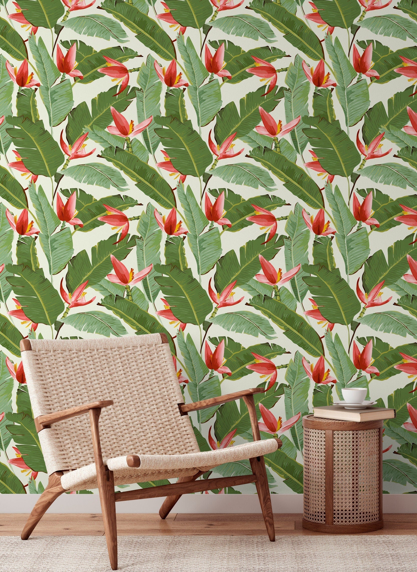 Wallpaper Peel and Stick Wallpaper Removable Wallpaper Home Decor Wall Art Wall Decor Room Decor / Botanical Leaves Wallpaper - A039