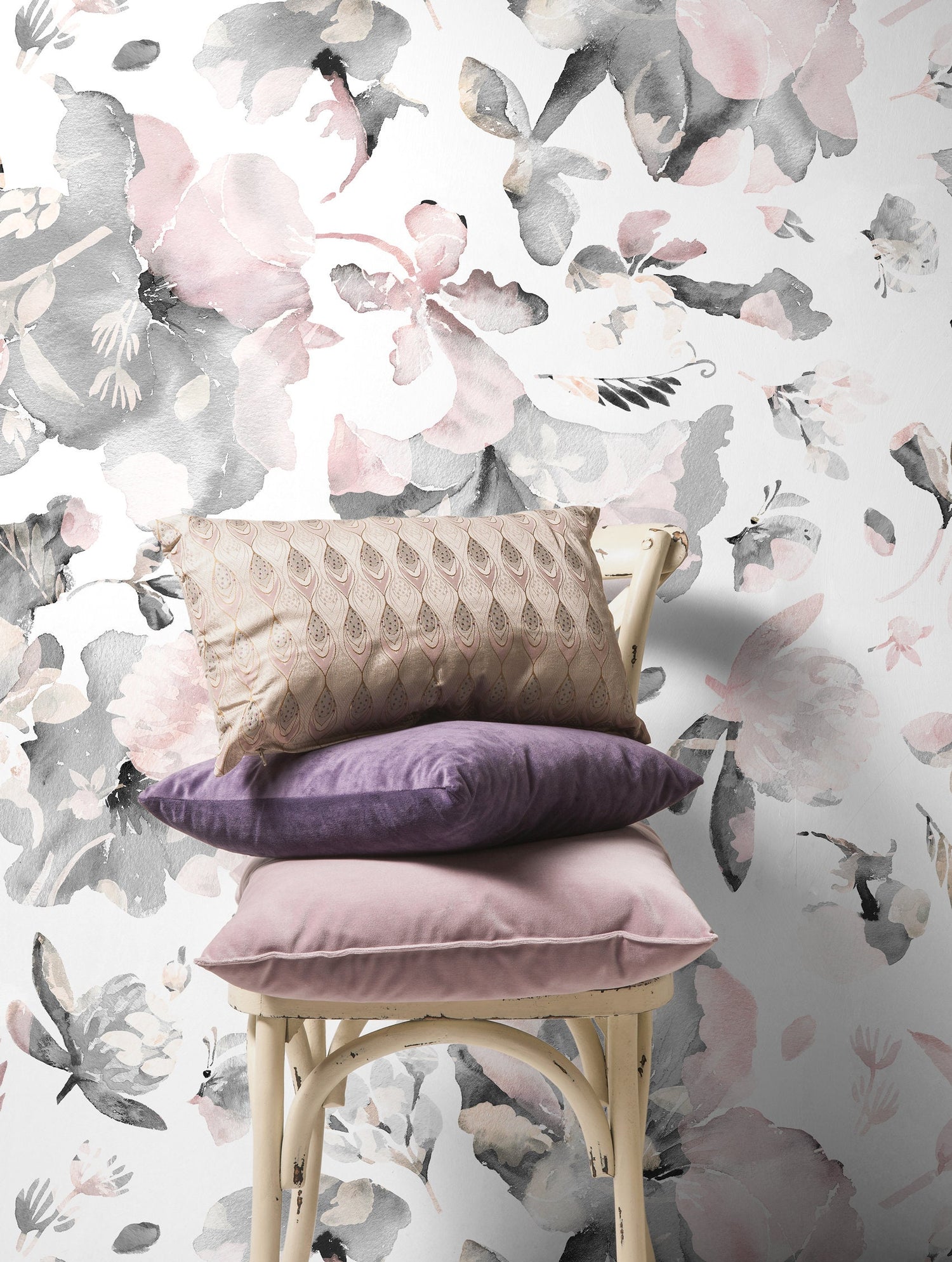 Watercolor Flowers Removable Wallpaper Peel and Stick Wallpaper Wall Paper Wall Mural - B135