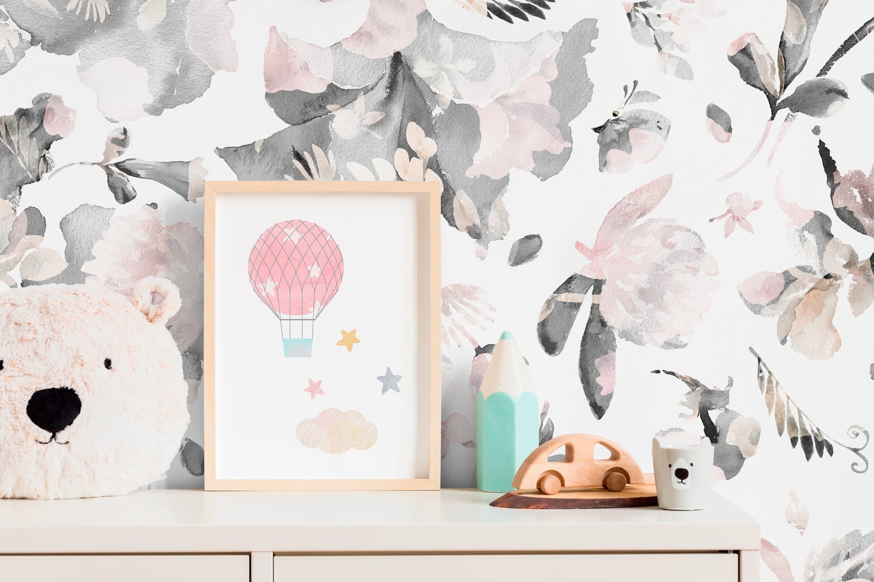 Watercolor Flowers Removable Wallpaper Peel and Stick Wallpaper Wall Paper Wall Mural - B135