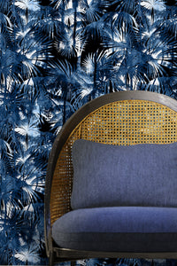 Thumbnail for Wallpaper Peel and Stick Wallpaper Removable Wallpaper Home Decor Wall Art Wall Decor Room Decor / Blue Tropical Palm Wallpaper - B136