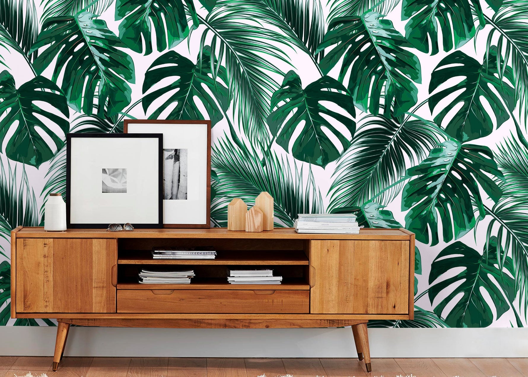 Wallpaper Peel and Stick Wallpaper Removable Wallpaper Home Decor Room Decor / Tropical Monstera Leaf Wallpaper, Jungle Wallpaper - B125