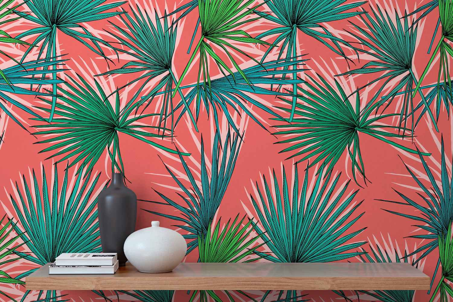 Wallpaper Peel and Stick Wallpaper Removable Wallpaper Home Decor Wall Art Wall Decor Room Decor / Tropical Leaves Wallpaper - B548