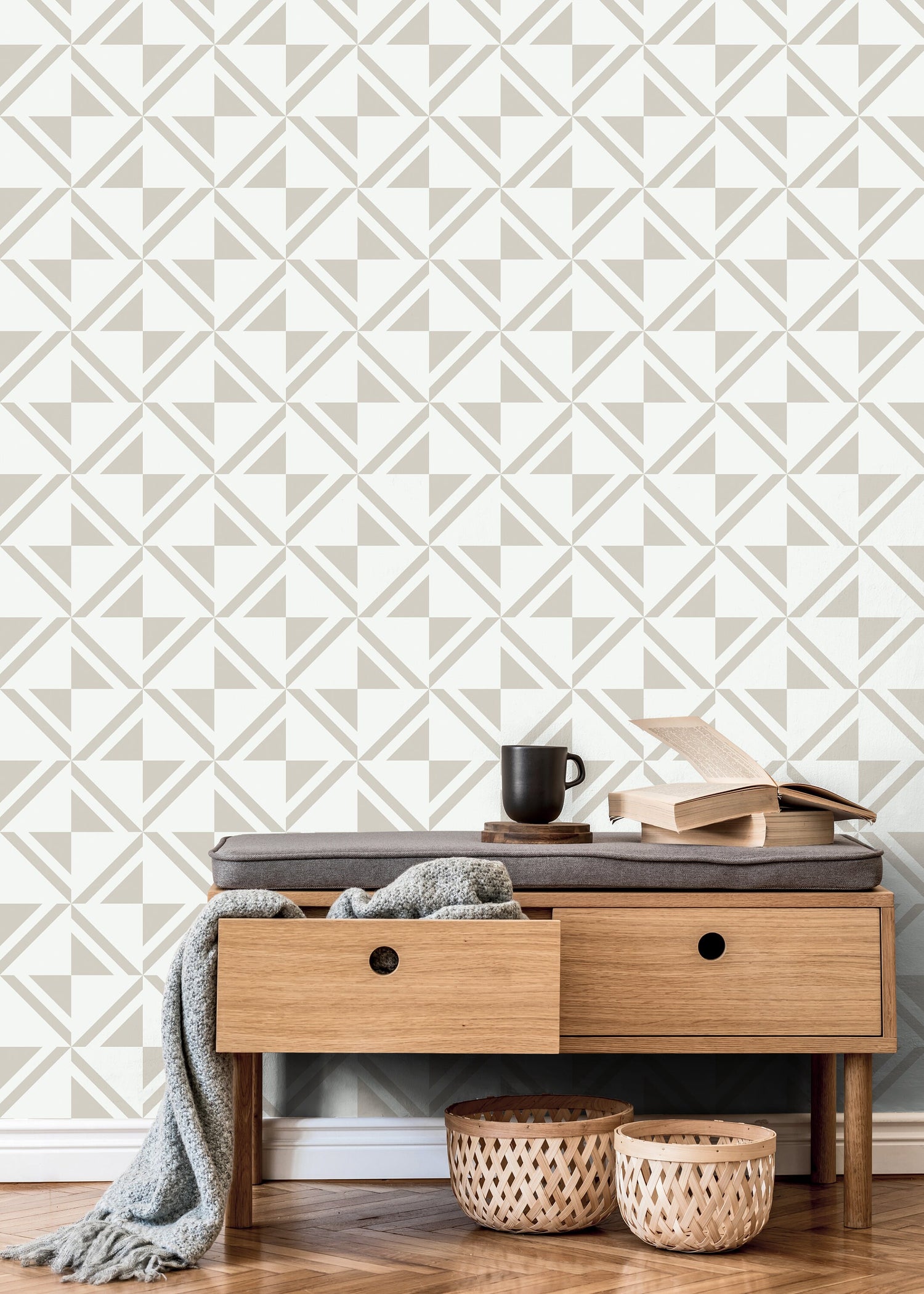 Wallpaper Peel and Stick Wallpaper Removable Wallpaper Home Decor Wall Art Wall Decor Room Decor / Retro Beige Geometric Wallpaper - C555