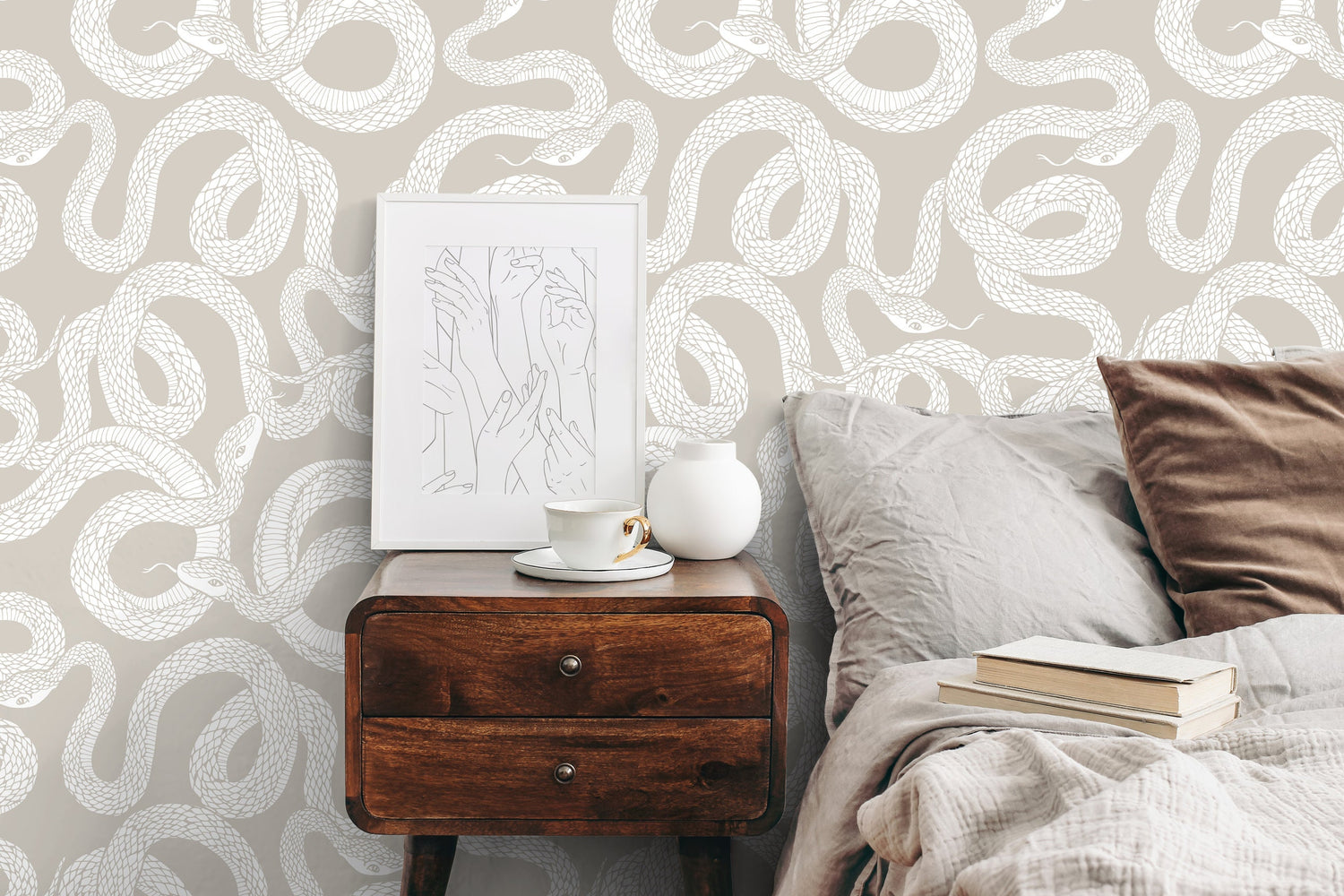 Wallpaper Peel and Stick Wallpaper Removable Wallpaper Home Decor Wall Art Wall Decor Room Decor / Beige Snake Wallpaper - C575