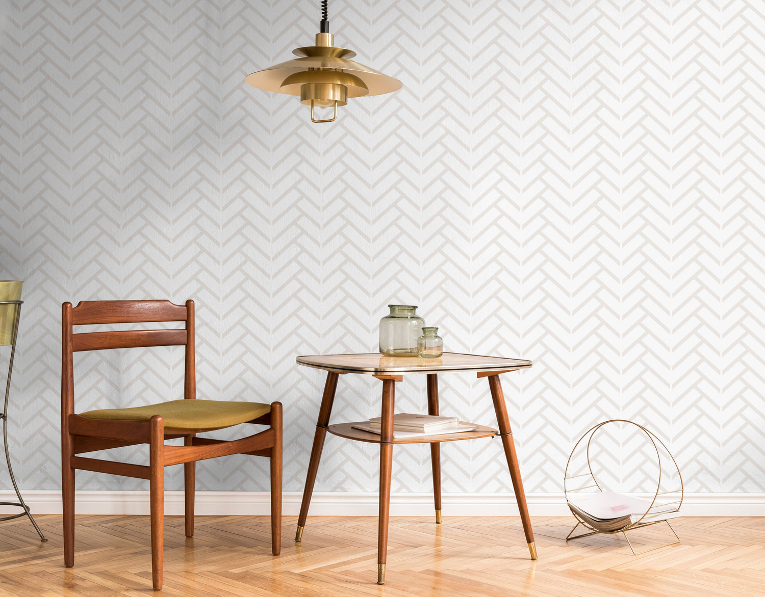 Wallpaper Peel and Stick Wallpaper Removable Wallpaper Home Decor Wall Art Wall Decor Room Decor / Neutral Herringbone Wallpaper - C489