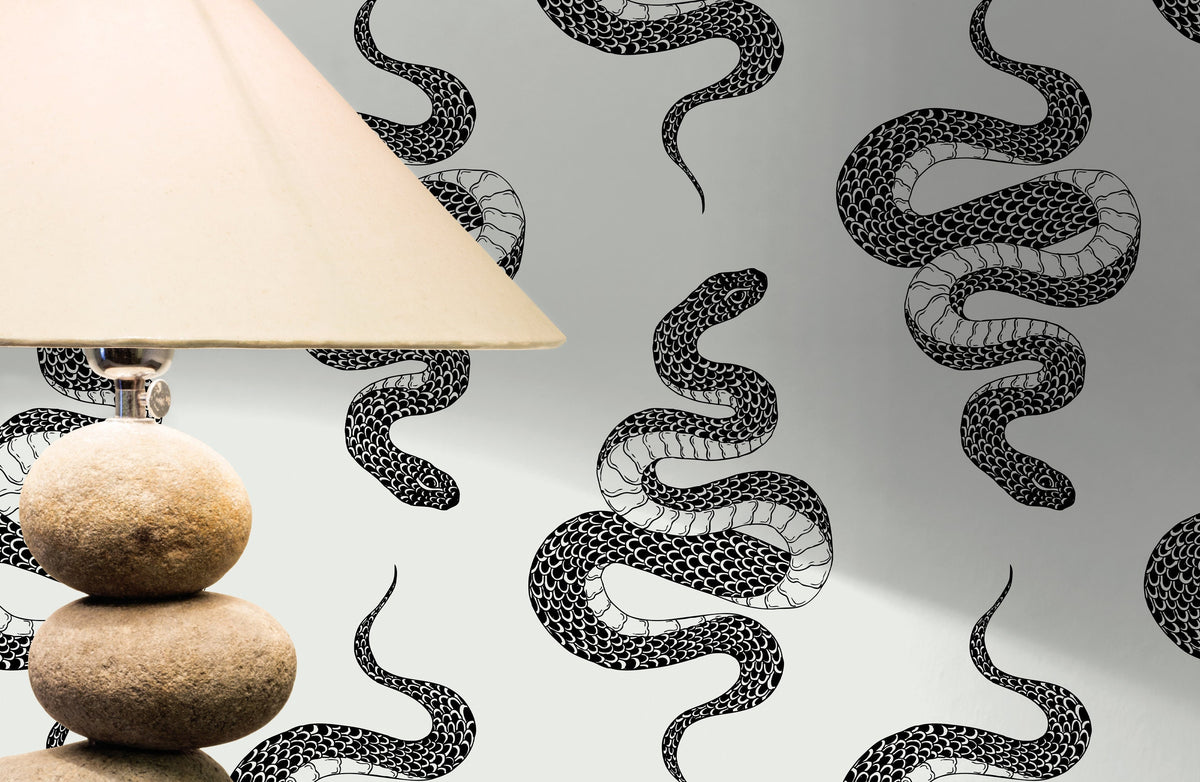 Wallpaper Peel and Stick Wallpaper Removable Wallpaper Home Decor Wall Art Wall Decor Room Decor / Gray Black Snake Wallpaper - C606