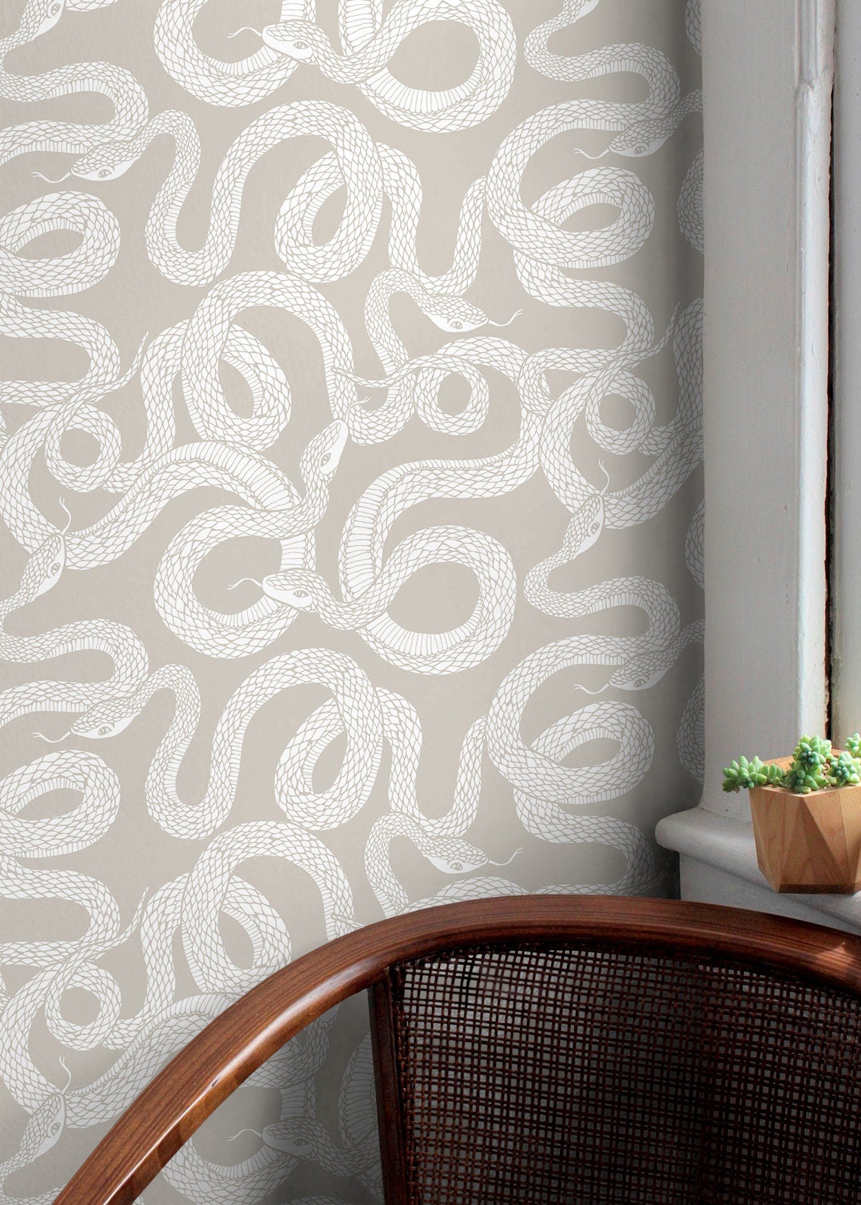 Wallpaper Peel and Stick Wallpaper Removable Wallpaper Home Decor Wall Art Wall Decor Room Decor / Beige Snake Wallpaper - C575