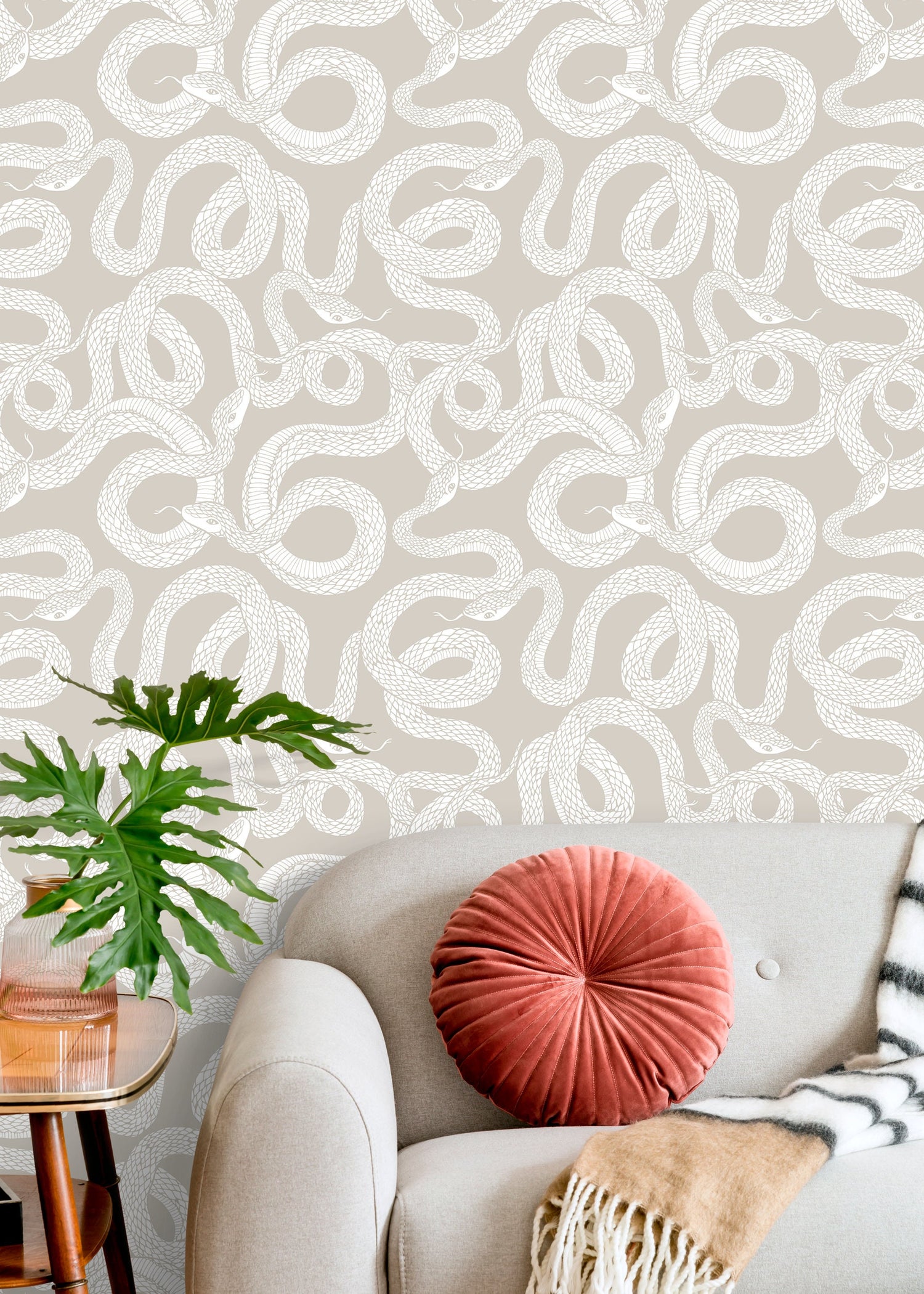 Wallpaper Peel and Stick Wallpaper Removable Wallpaper Home Decor Wall Art Wall Decor Room Decor / Beige Snake Wallpaper - C575