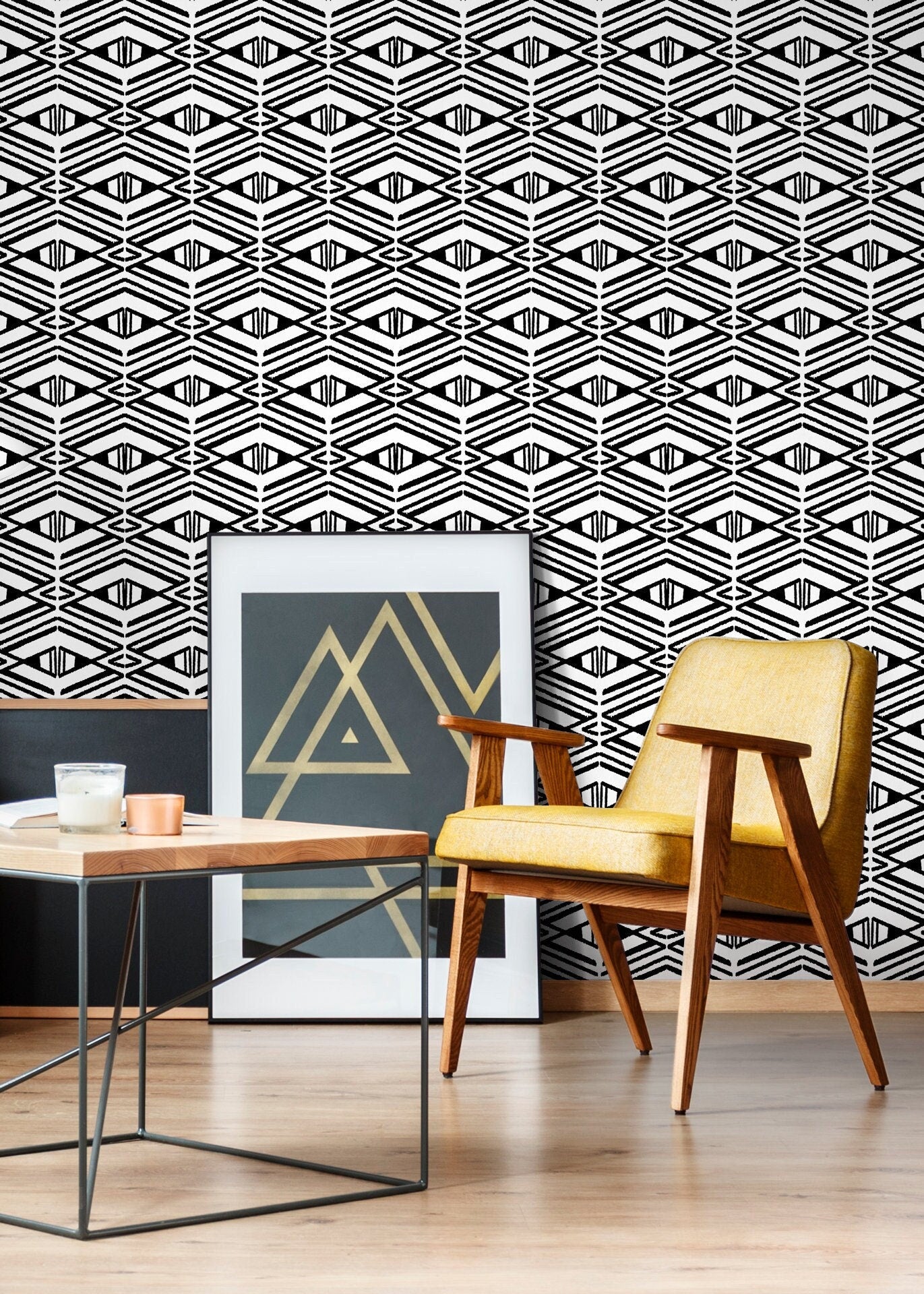 Wallpaper Peel and Stick Wallpaper Removable Wallpaper Home Decor Wall Art Wall Decor Room Decor / Black Modern Geometric Wallpaper - C539