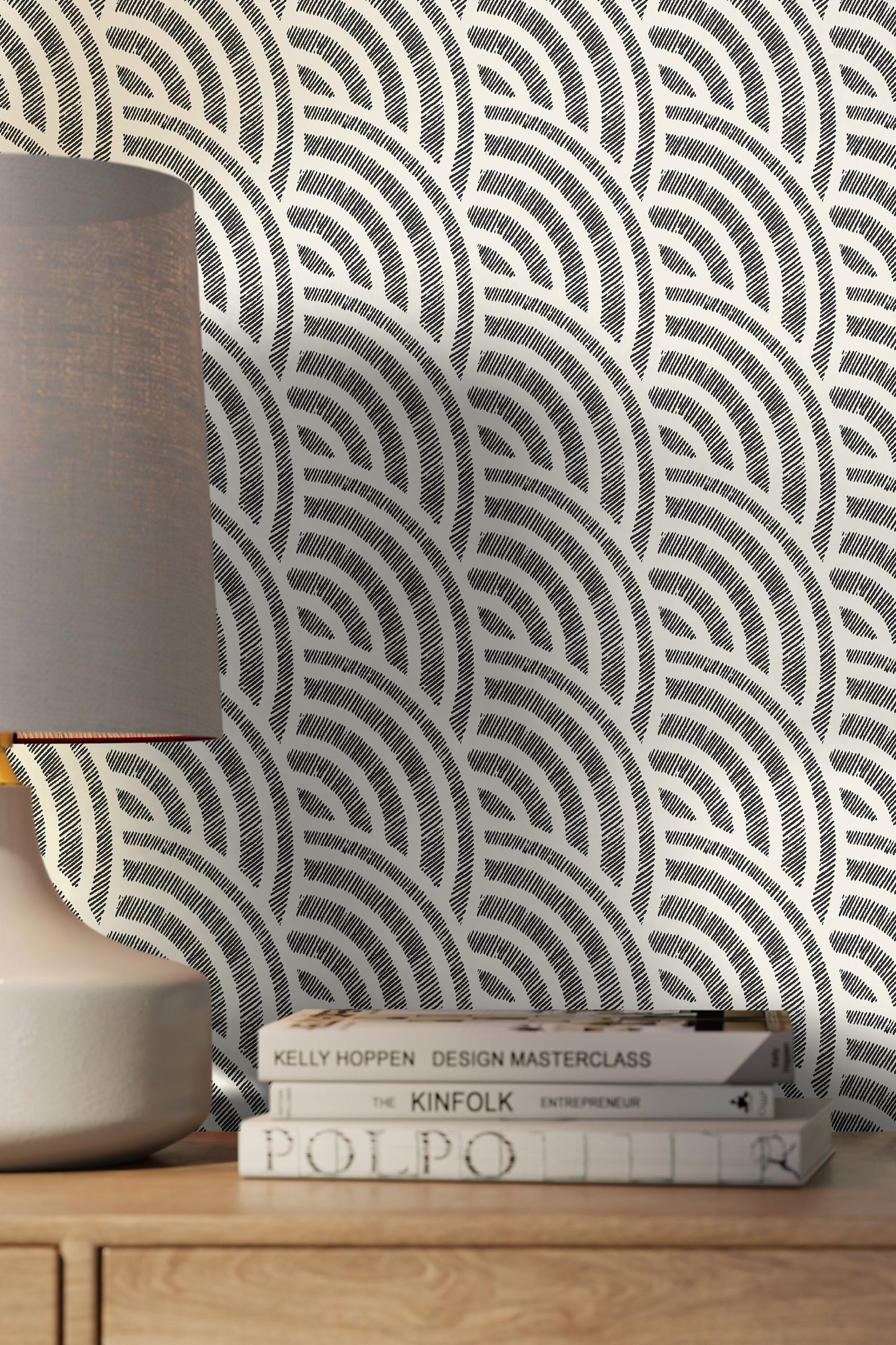 Monochromatic Line Pattern Wallpaper - C521