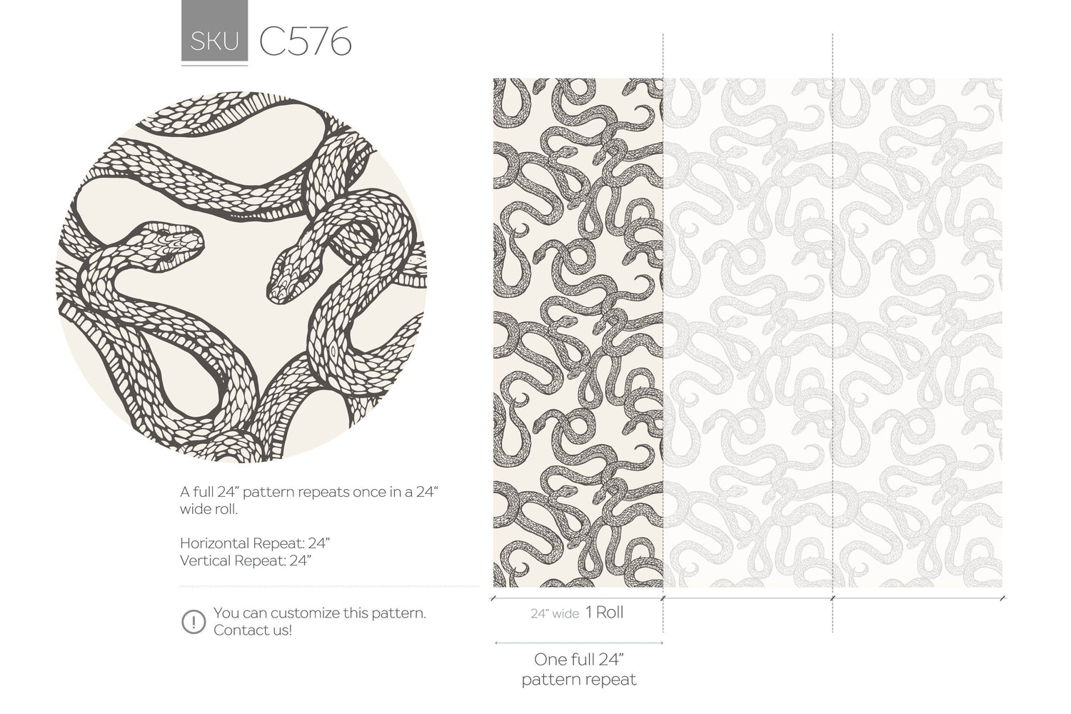 Wallpaper Peel and Stick Wallpaper Removable Wallpaper Home Decor Wall Art Wall Decor Room Decor / Gray Black Snake Wallpaper - C576