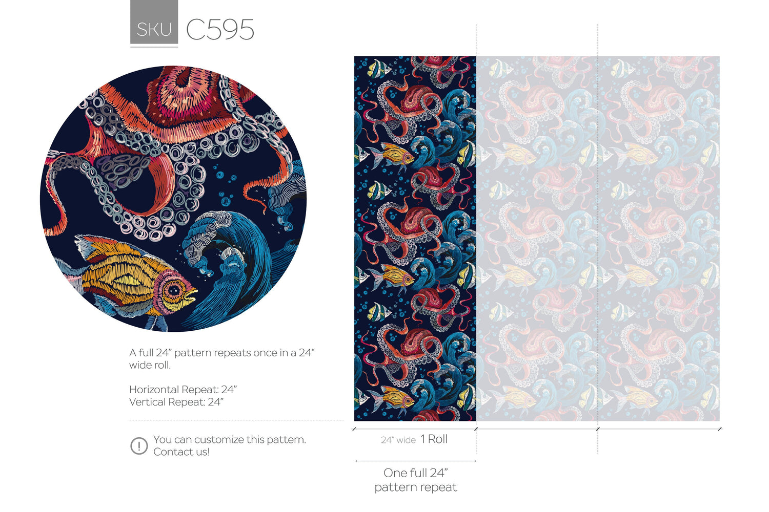 Wallpaper Peel and Stick Wallpaper Removable Wallpaper Home Decor Wall Art Wall Decor Room Decor / Colorful Coastal Octopus Wallpaper - C595