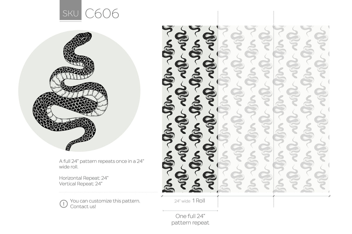 Wallpaper Peel and Stick Wallpaper Removable Wallpaper Home Decor Wall Art Wall Decor Room Decor / Gray Black Snake Wallpaper - C606