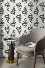 Wallpaper Peel and Stick Wallpaper Removable Wallpaper Home Decor Wall Art Wall Decor Room Decor / Gray Black Snake Wallpaper - C606