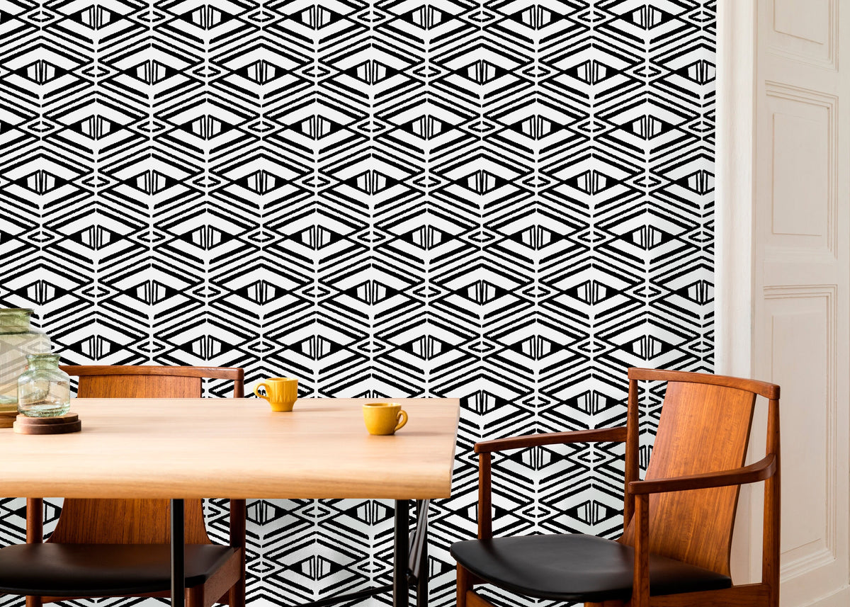 Wallpaper Peel and Stick Wallpaper Removable Wallpaper Home Decor Wall Art Wall Decor Room Decor / Black Modern Geometric Wallpaper - C539