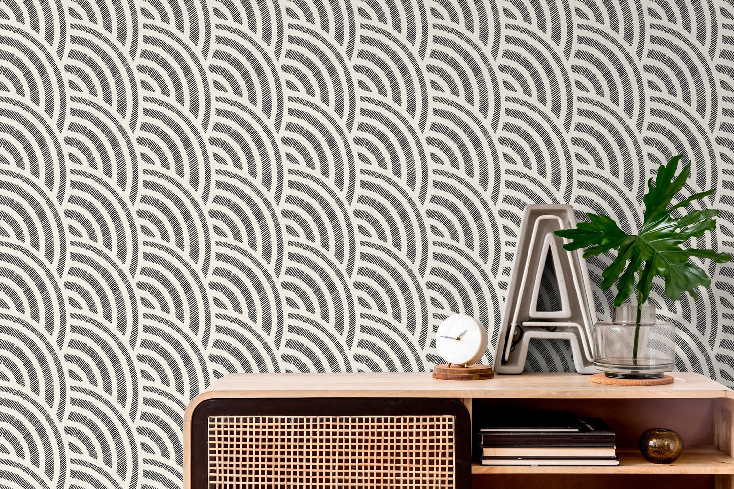 Monochromatic Line Pattern Wallpaper - C521